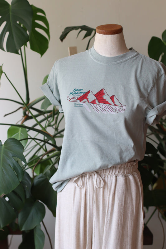 Dune Gift and Home | Vintage Inspired Great Pyramids Travel T-Shirt, Sage