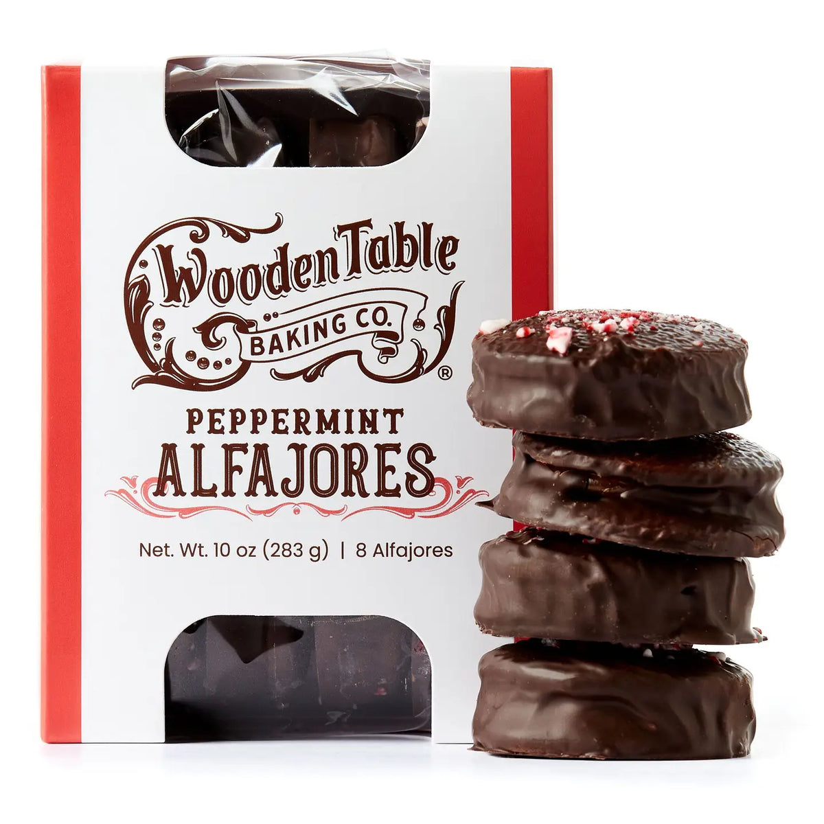 Peppermint Chocolate Covered Alfajores Cookies, 8 pack