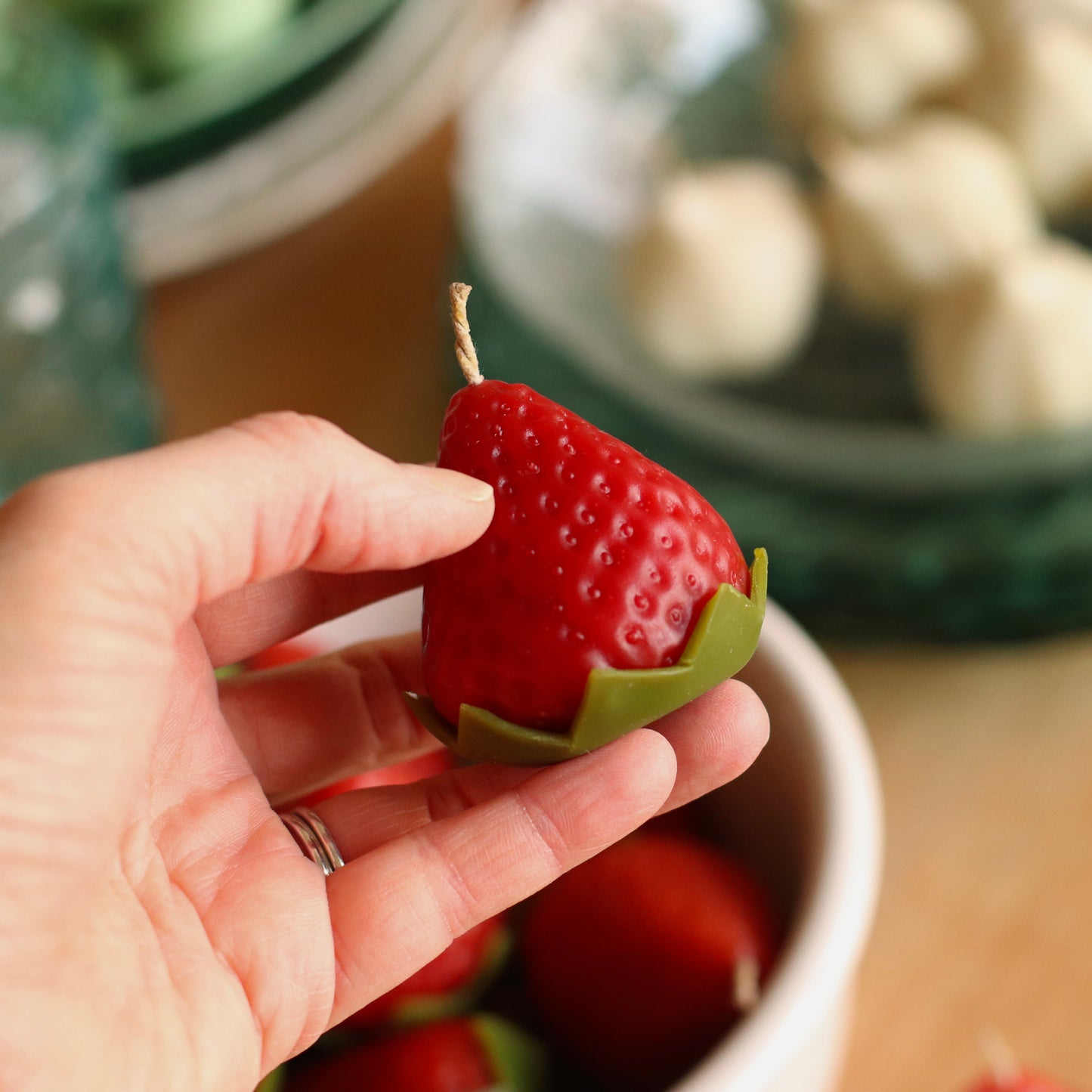 The Wax Pantry  | Strawberry with Stem Beeswax Candle