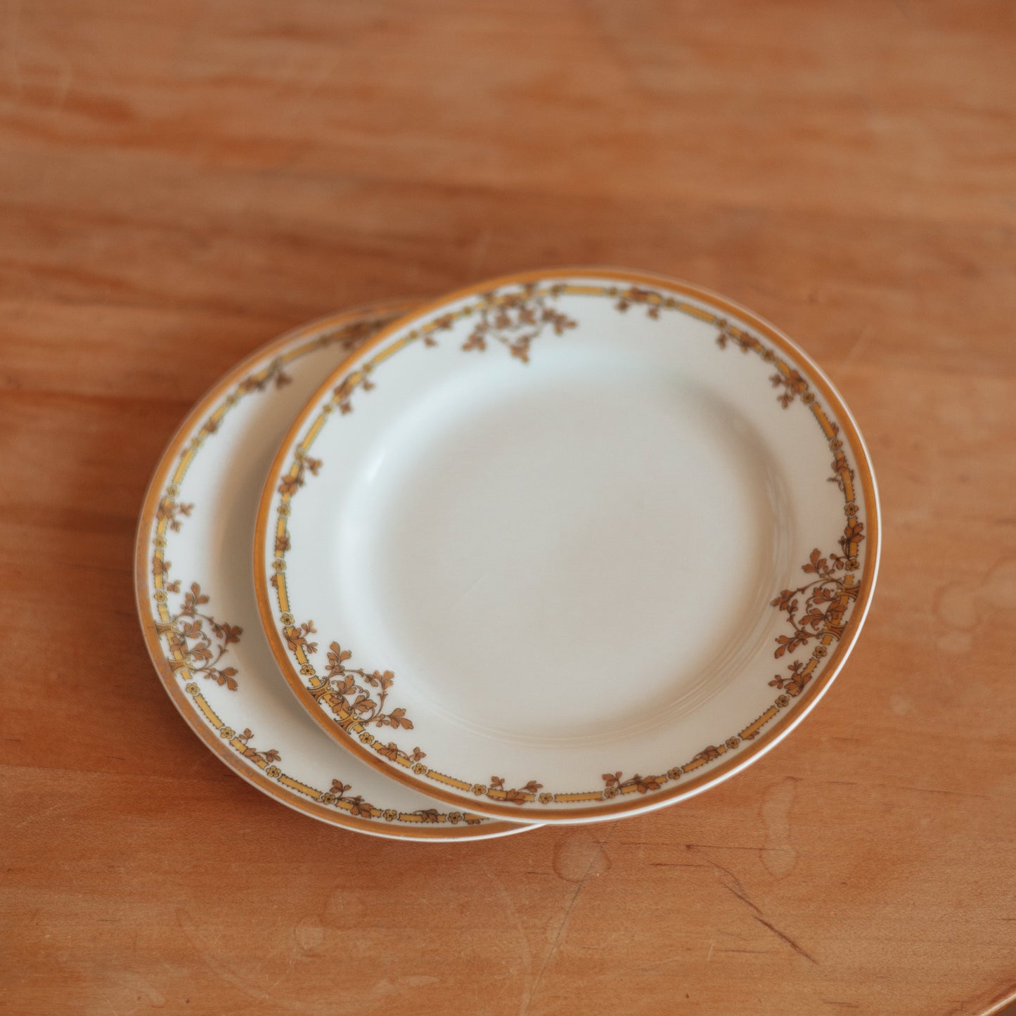 Salad Plates from Haviland France, Gold and Yellow Detailing, Pair