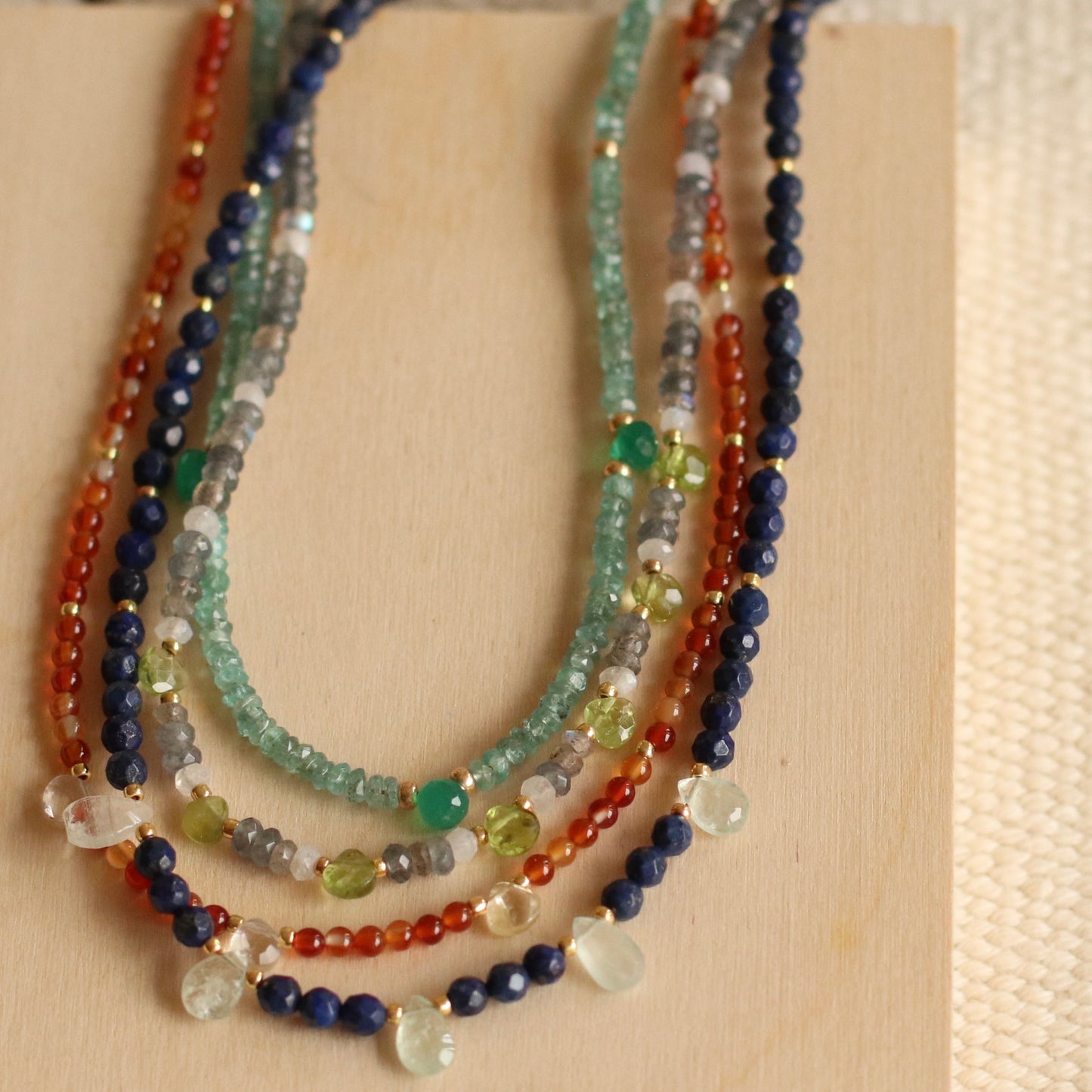 Cire’ Alexandria | Aquamarine & Green Onyx Gemstone Necklace