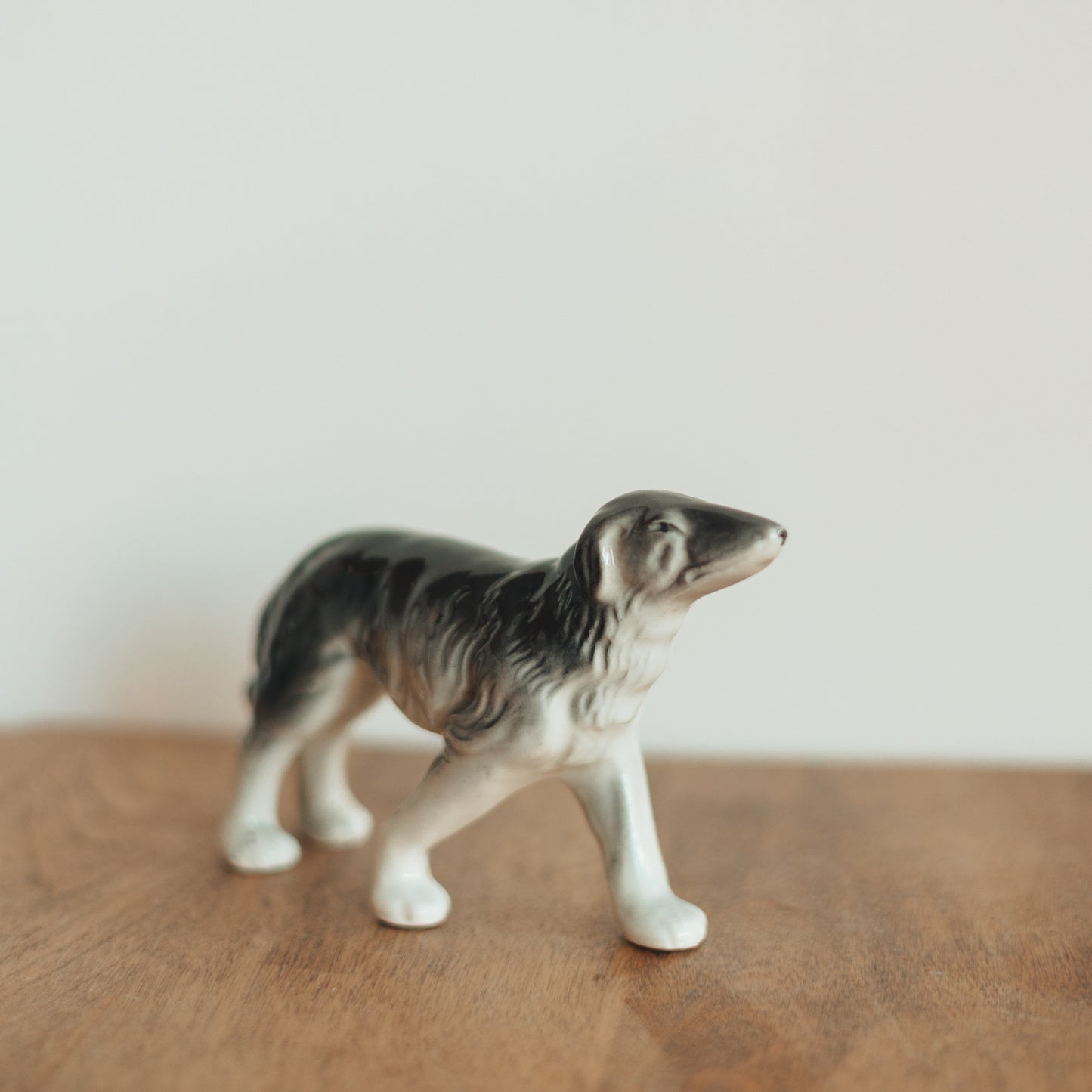 Vintage Grey and White Russian Wolfhound Figurine