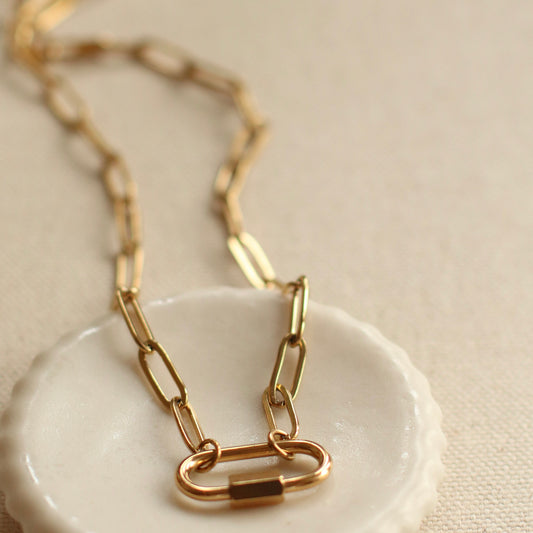 Dune Chain | Paperclip Carabiner Charm Holder Necklace, 18"