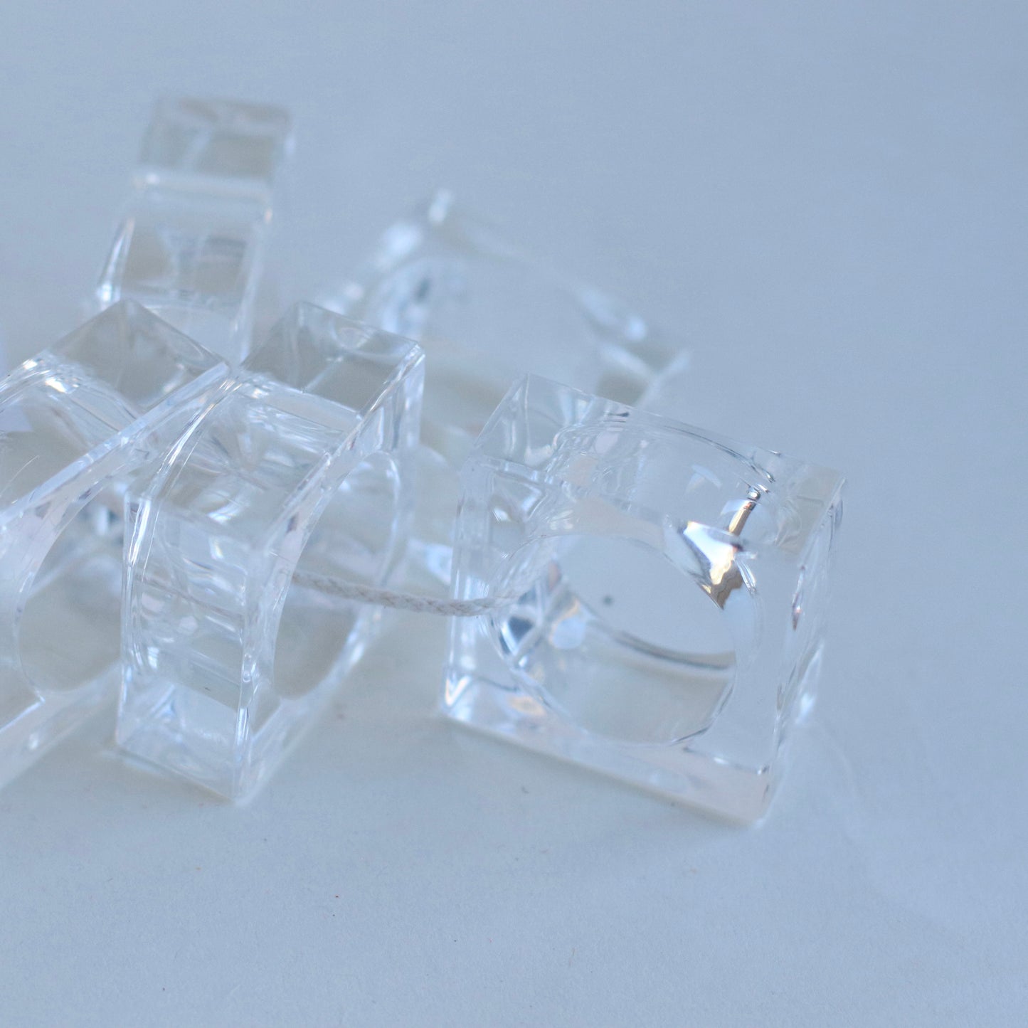 Clear Square Acrylic Napkin Rings, Set of 5