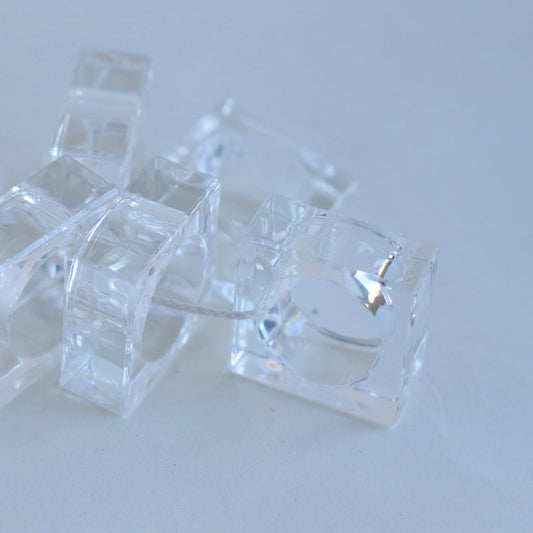Clear Square Acrylic Napkin Rings, Set of 5