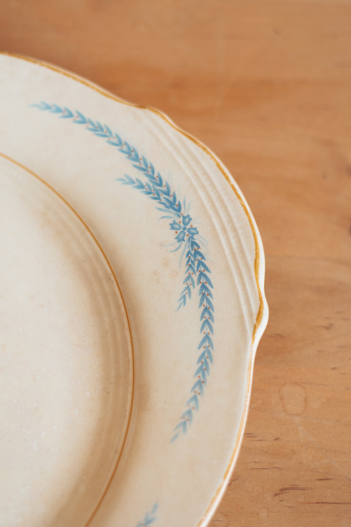 Large Decorative Platter with Blue and Gold Detailing