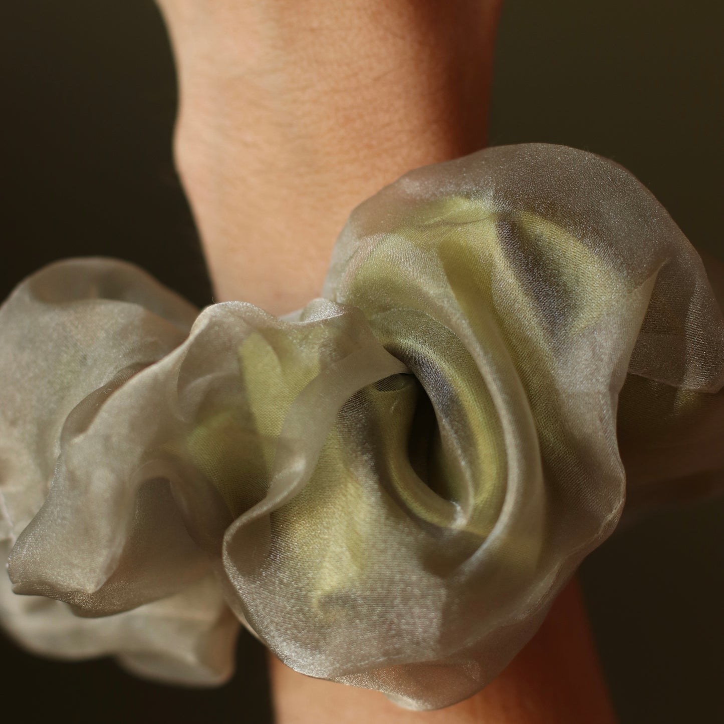 Dune Accessories | Lime Double Layered Satin Scrunchy
