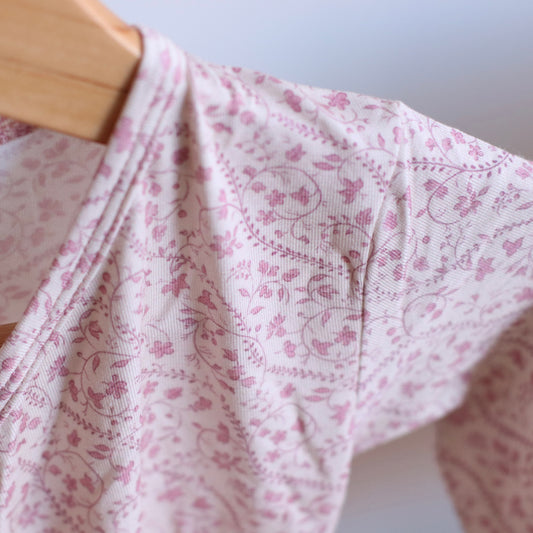 Little Threads | Mauve Heirloom Vine Bamboo Wrap Footie