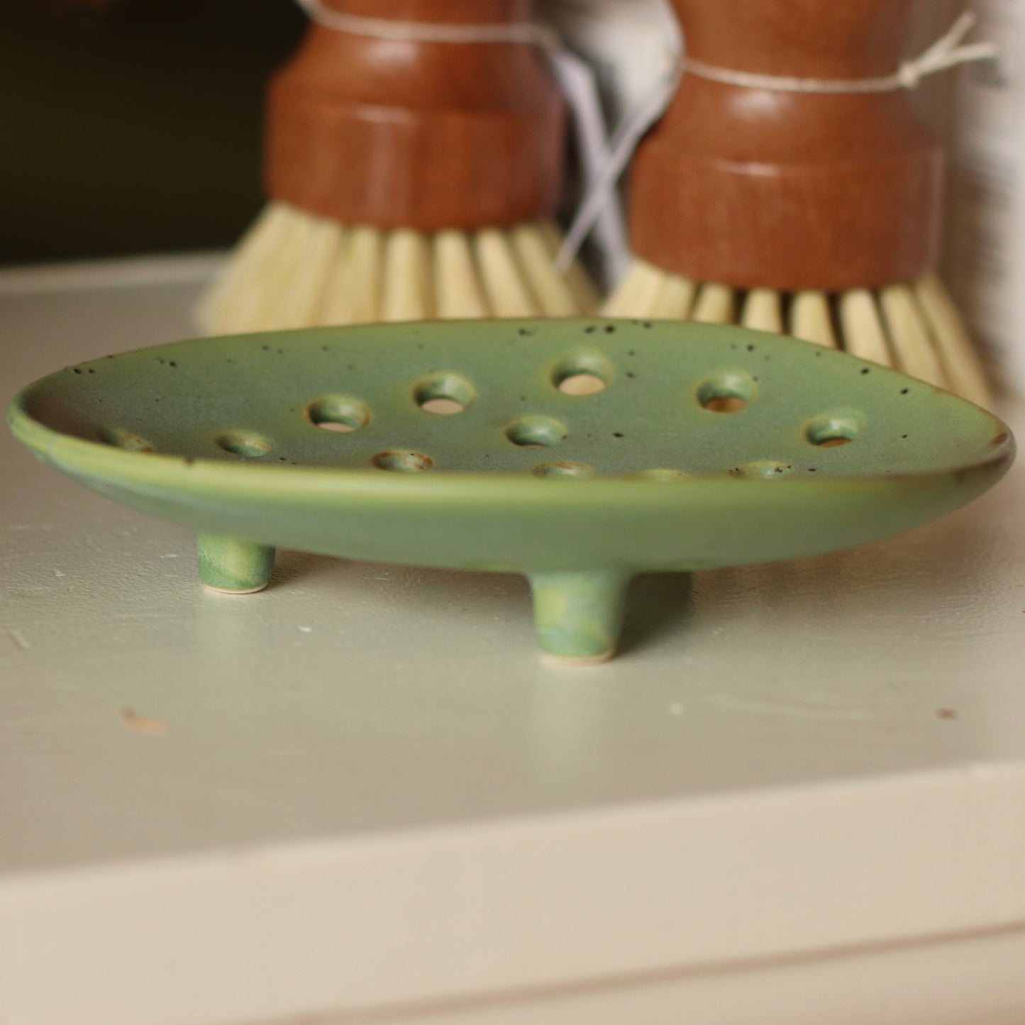 Stoneware Soap Dish, Pistachio