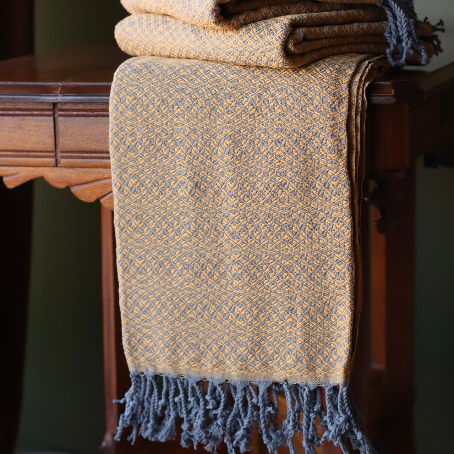 Turkish Towel | Luxury Bath Towel, Mustard + Grey