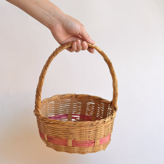 Vintage Woven Basket with Red Details