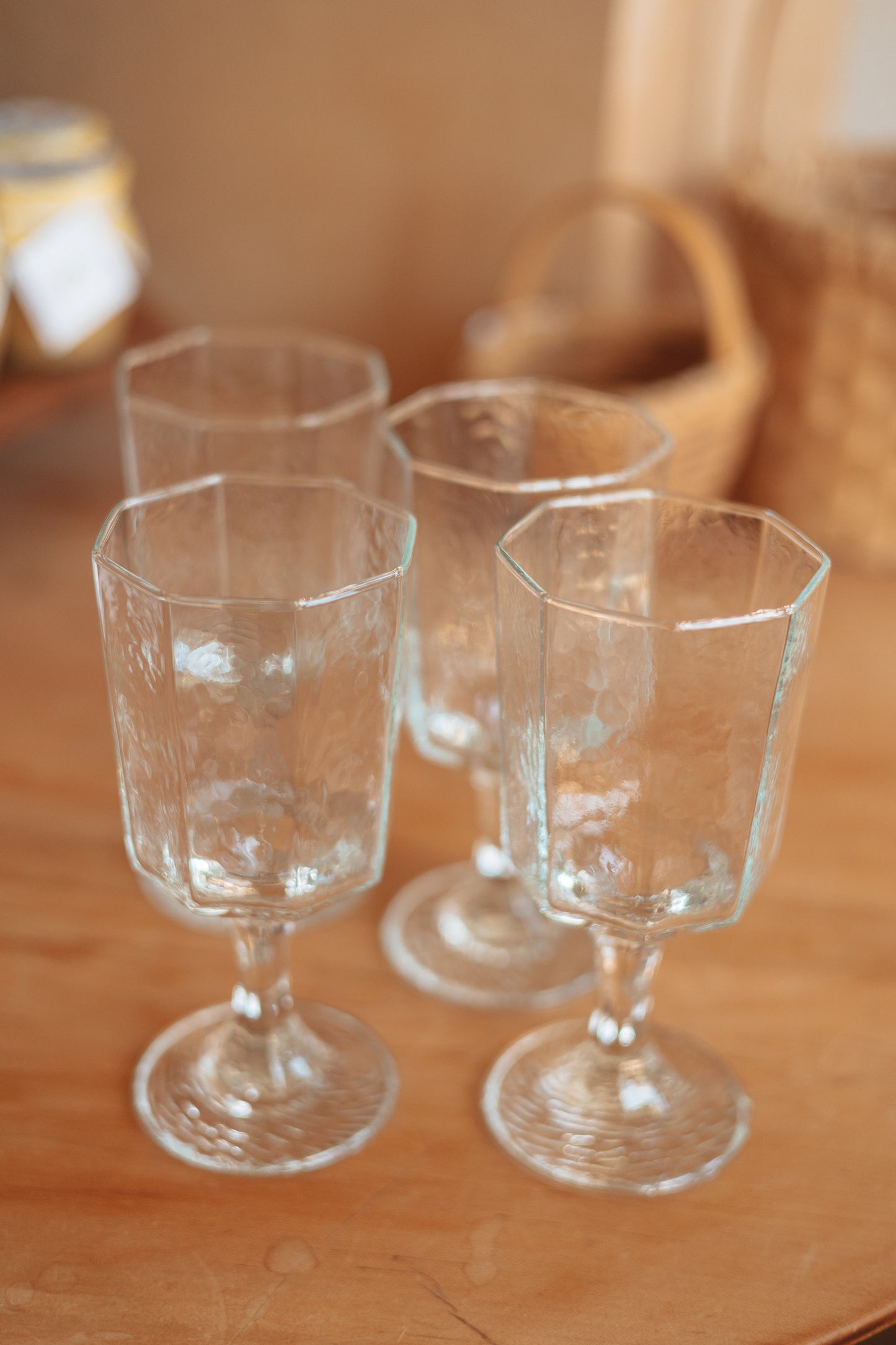Libbey Faceted Clear Glass Stemware, Set of 4