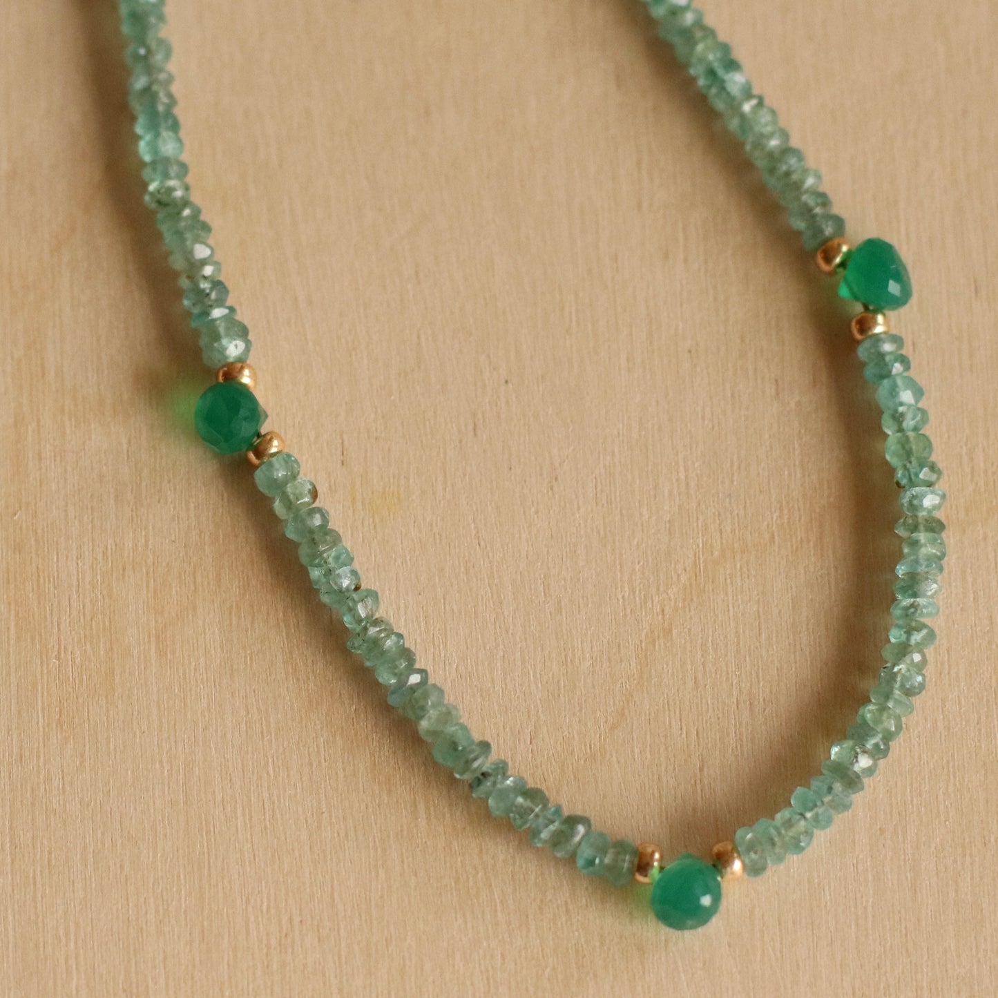 Cire’ Alexandria | Aquamarine & Green Onyx Gemstone Necklace