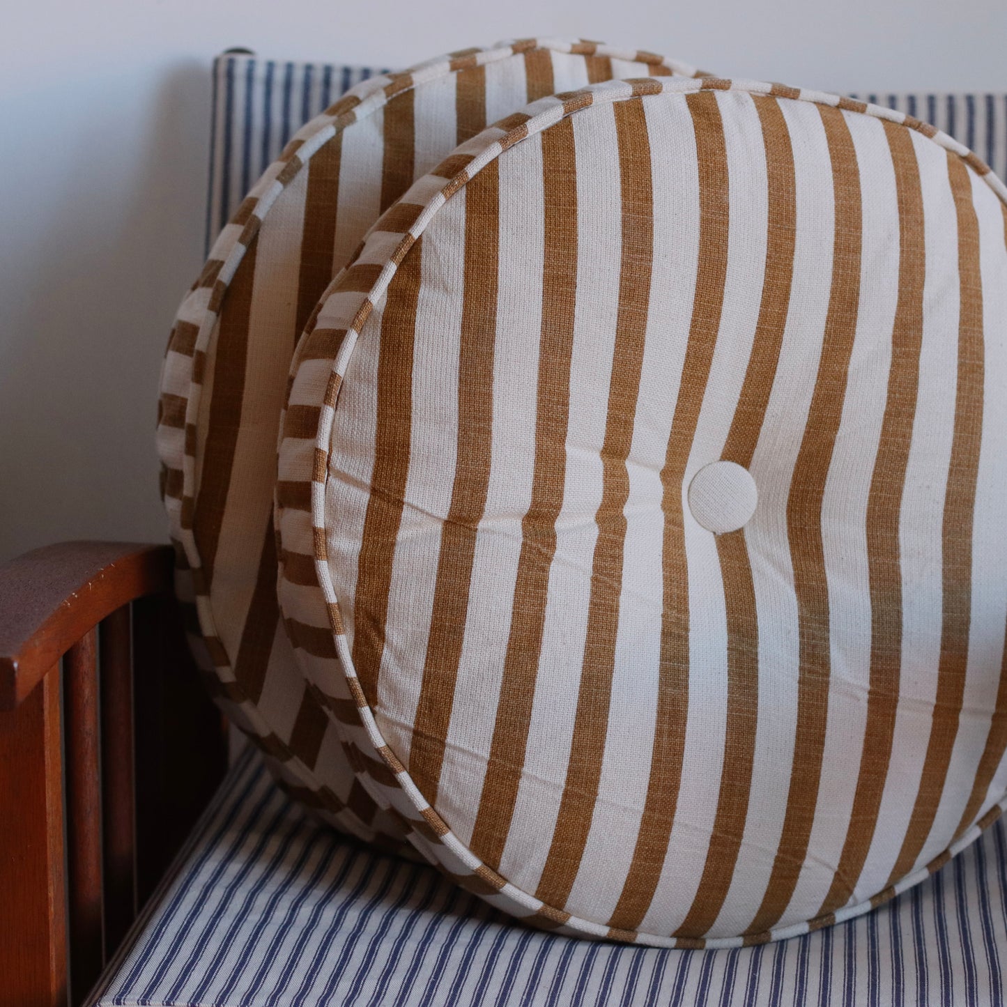 Dune Pillows | Gold Striped Pouf Pillow