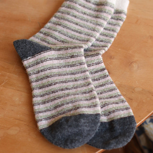 Dune Socks | Soft Striped Crew Sock, Pink