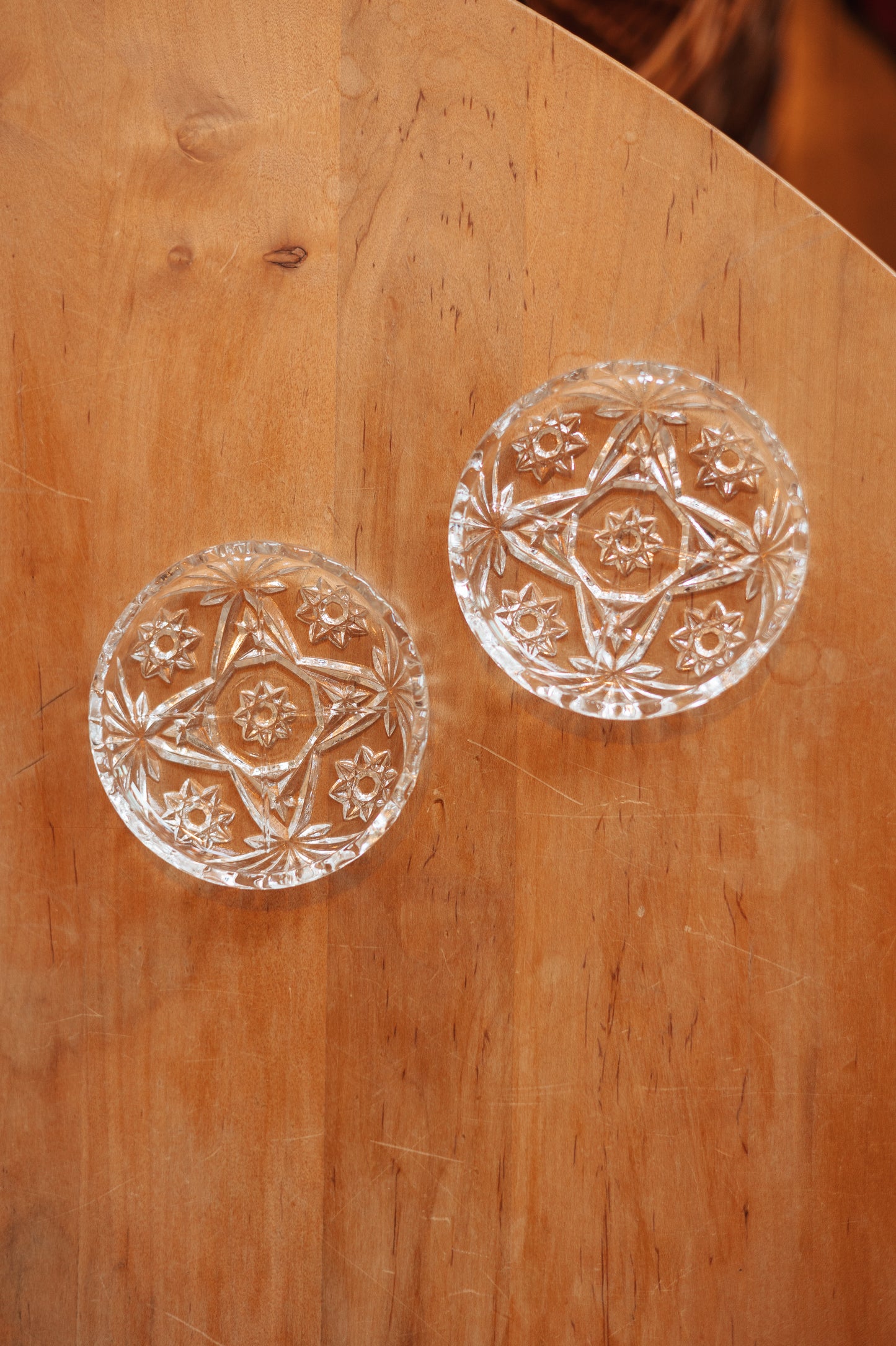 Pressed Glass Trinket Dish, Pair