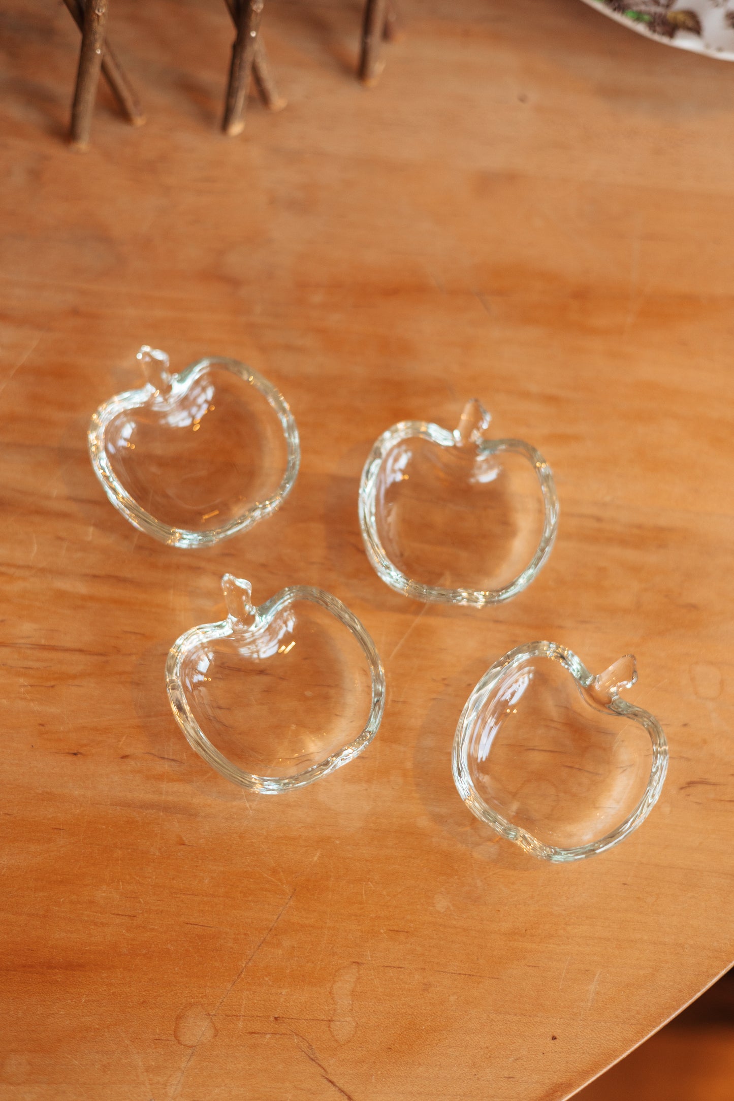 Tiny Glass Apple Ring Dishes, Set of 4