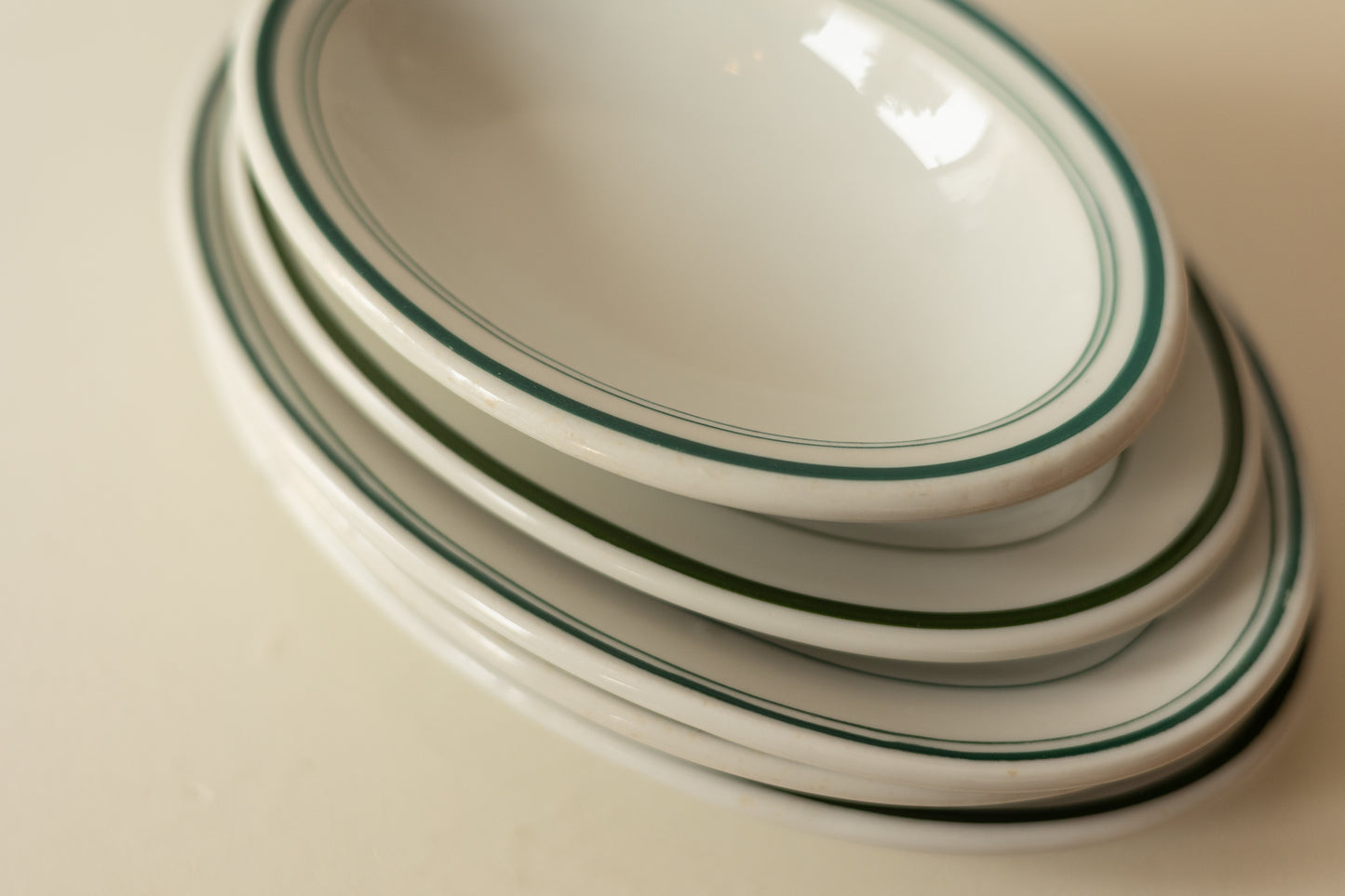 Green Rimmed Diner Mini Dish Set, 5 pieces