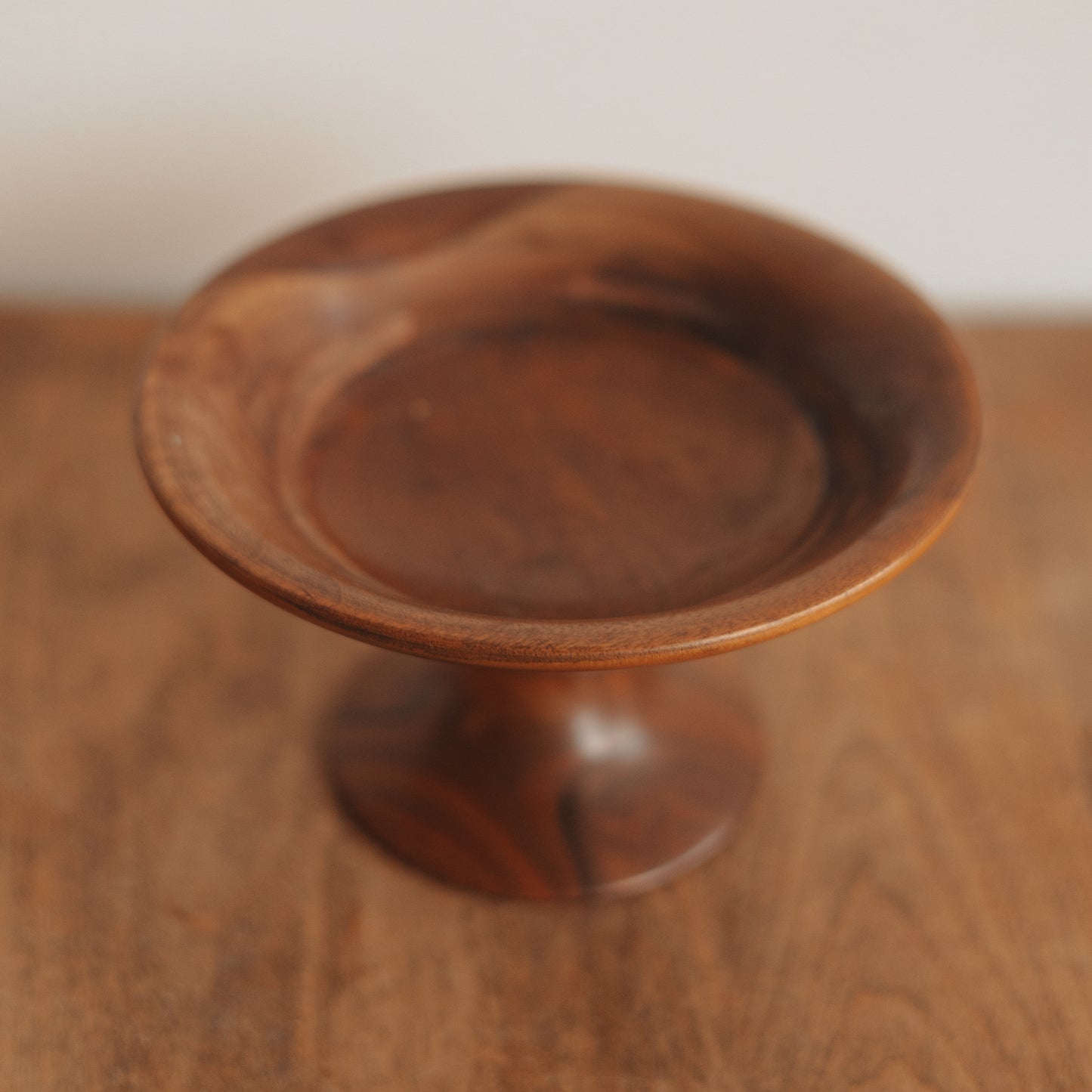Wood Pedestal Shallow Bowl