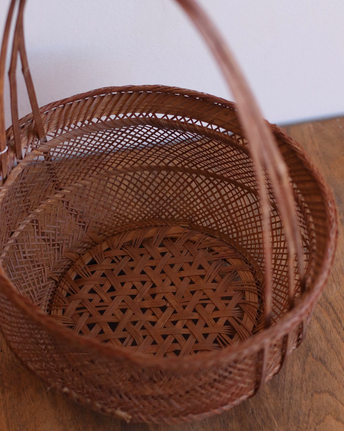 Delicate Open Weave Bamboo Handled Basket