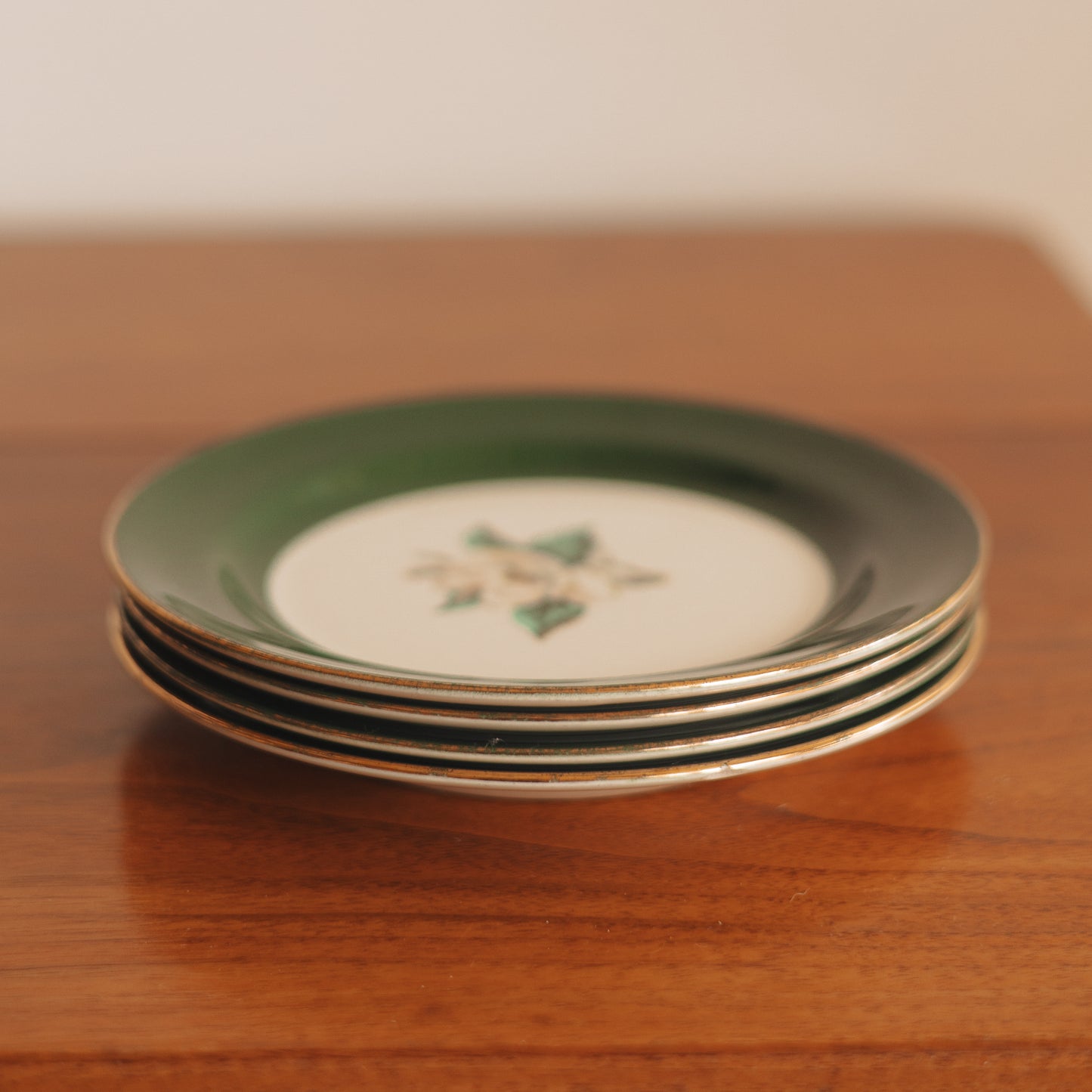 “Jade Rose” , Dessert Plates set of 4