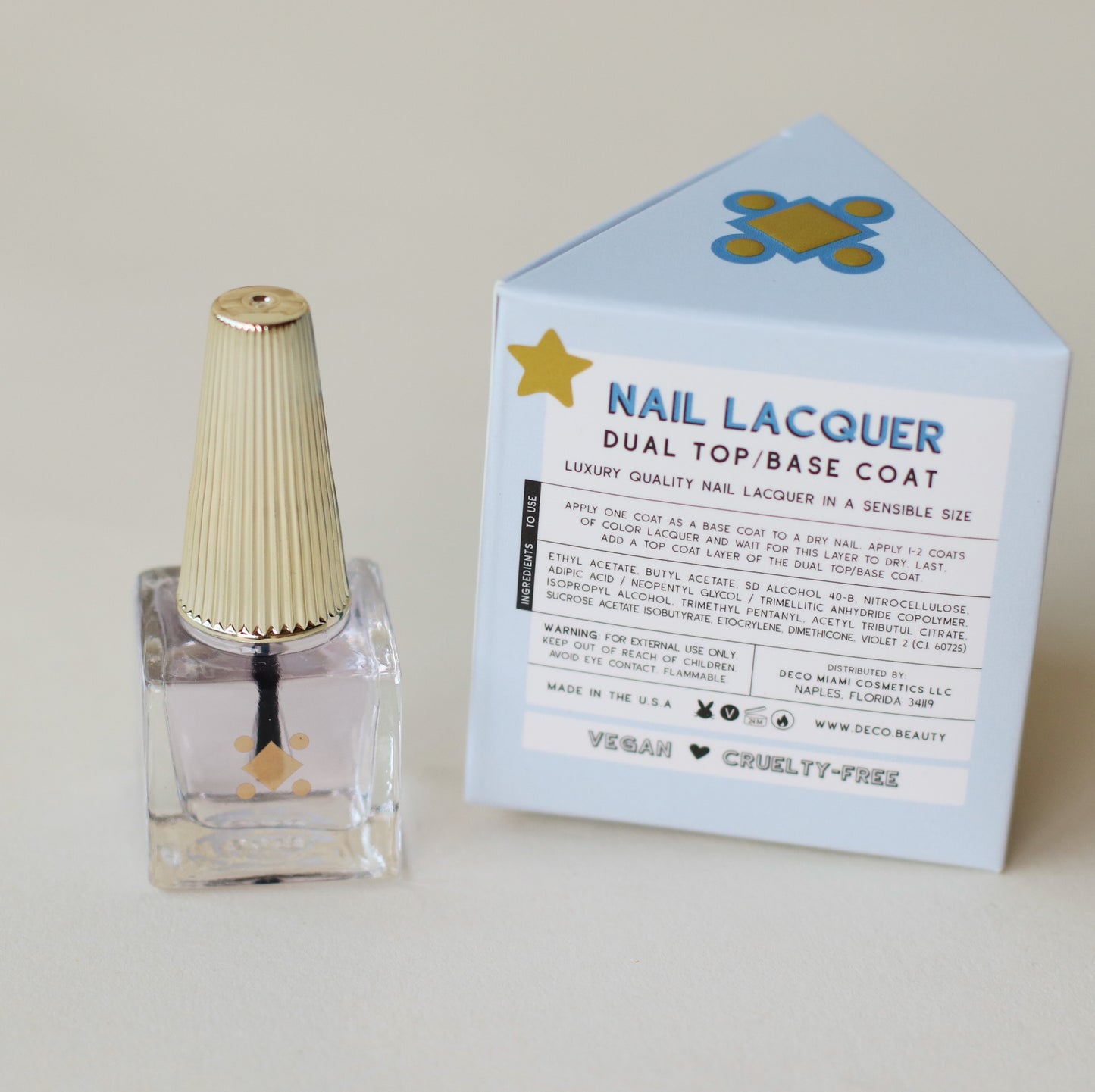 Deco Beauty | Dual Top Coat / Base Coat Nail Lacquer, 6 ml