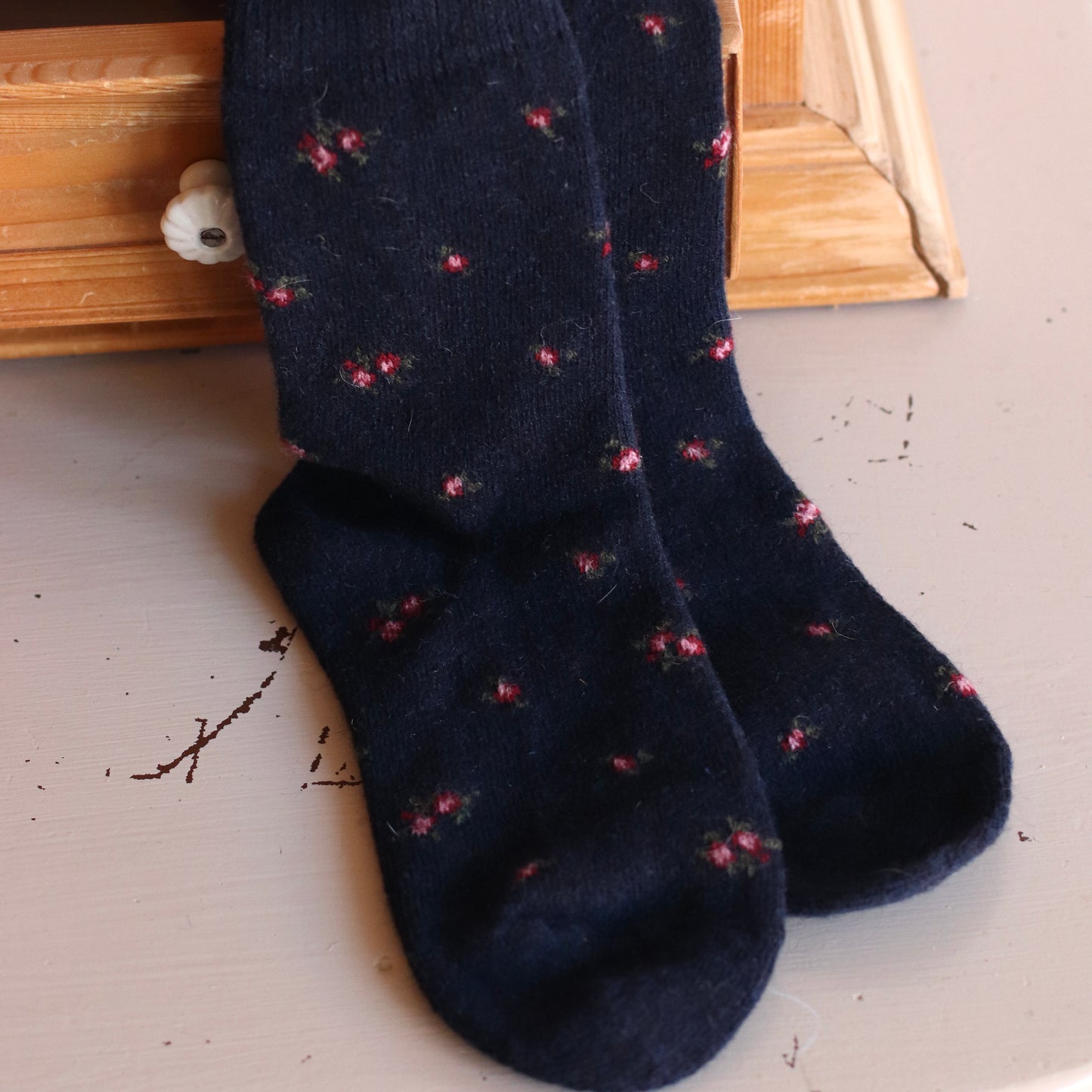 Dune Socks | Extra Soft Tiny Floral Socks, Navy
