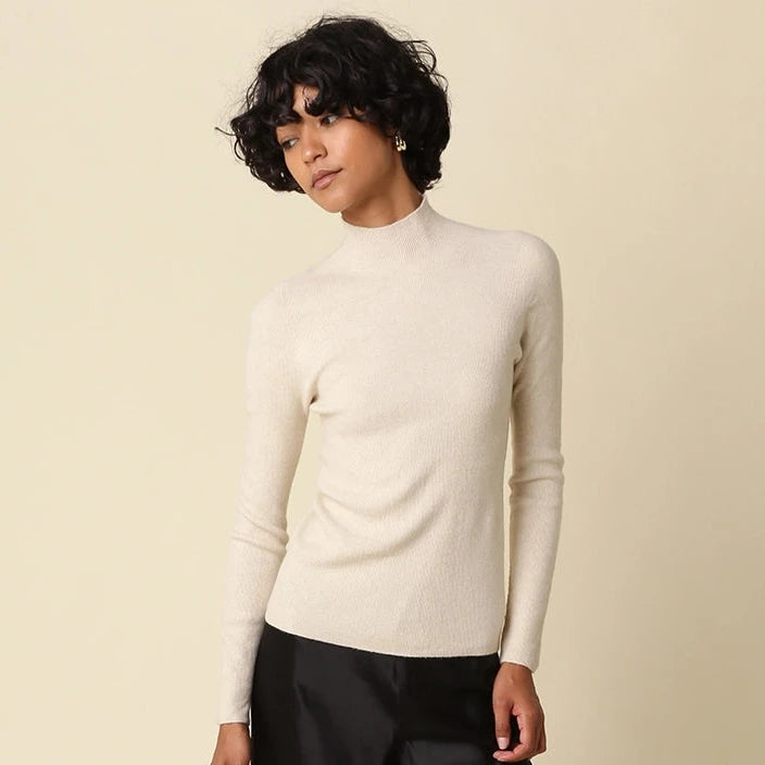 Cream Mock Neck Sweater
