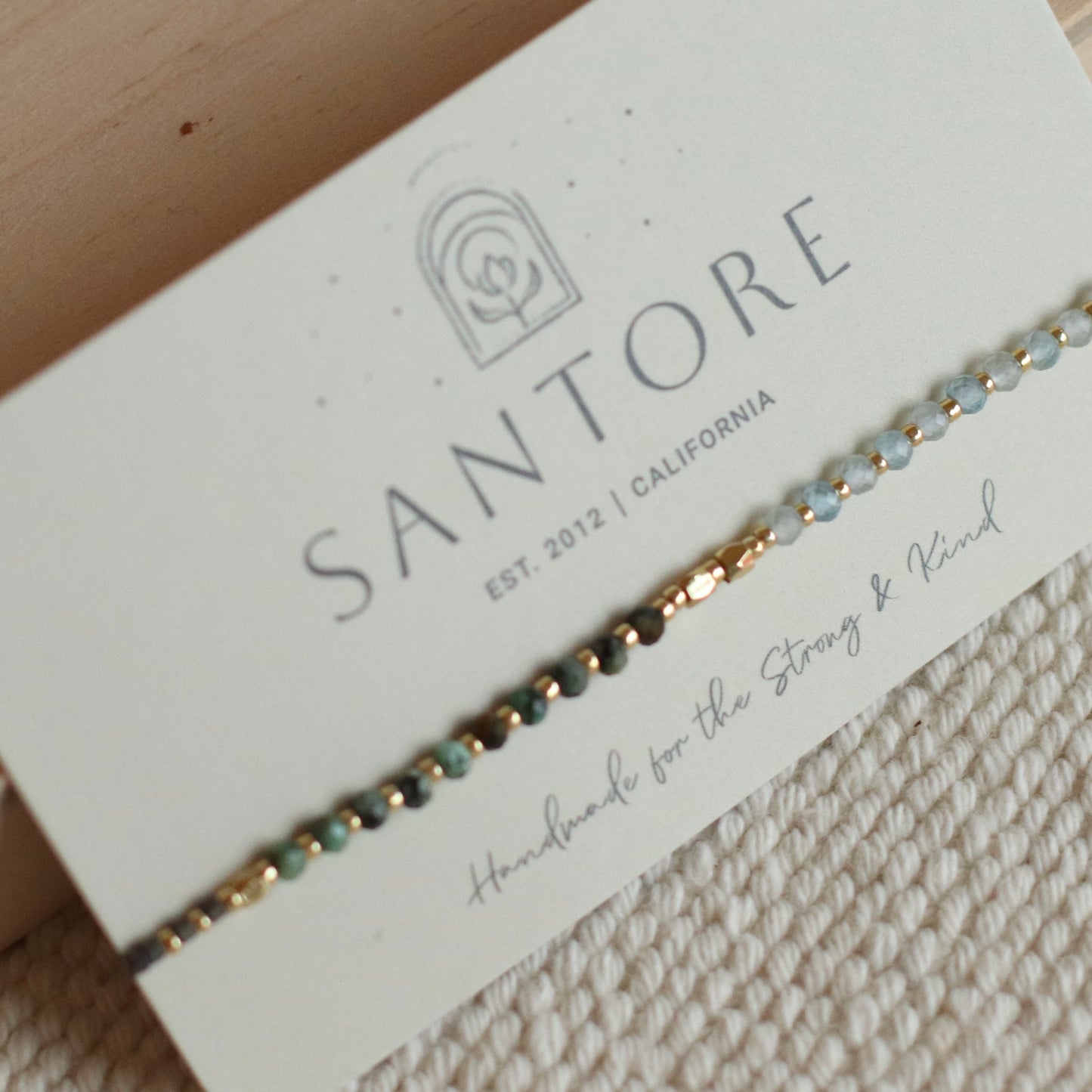 Santore | Gemstone and Seed Bead Adjustable Thread Bracelet, assorted colors