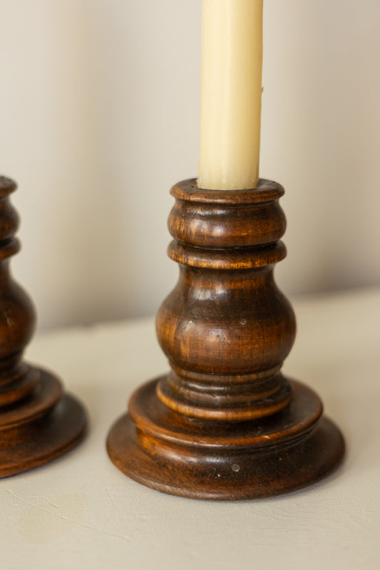 Chunky Wooden Candlestick Holders