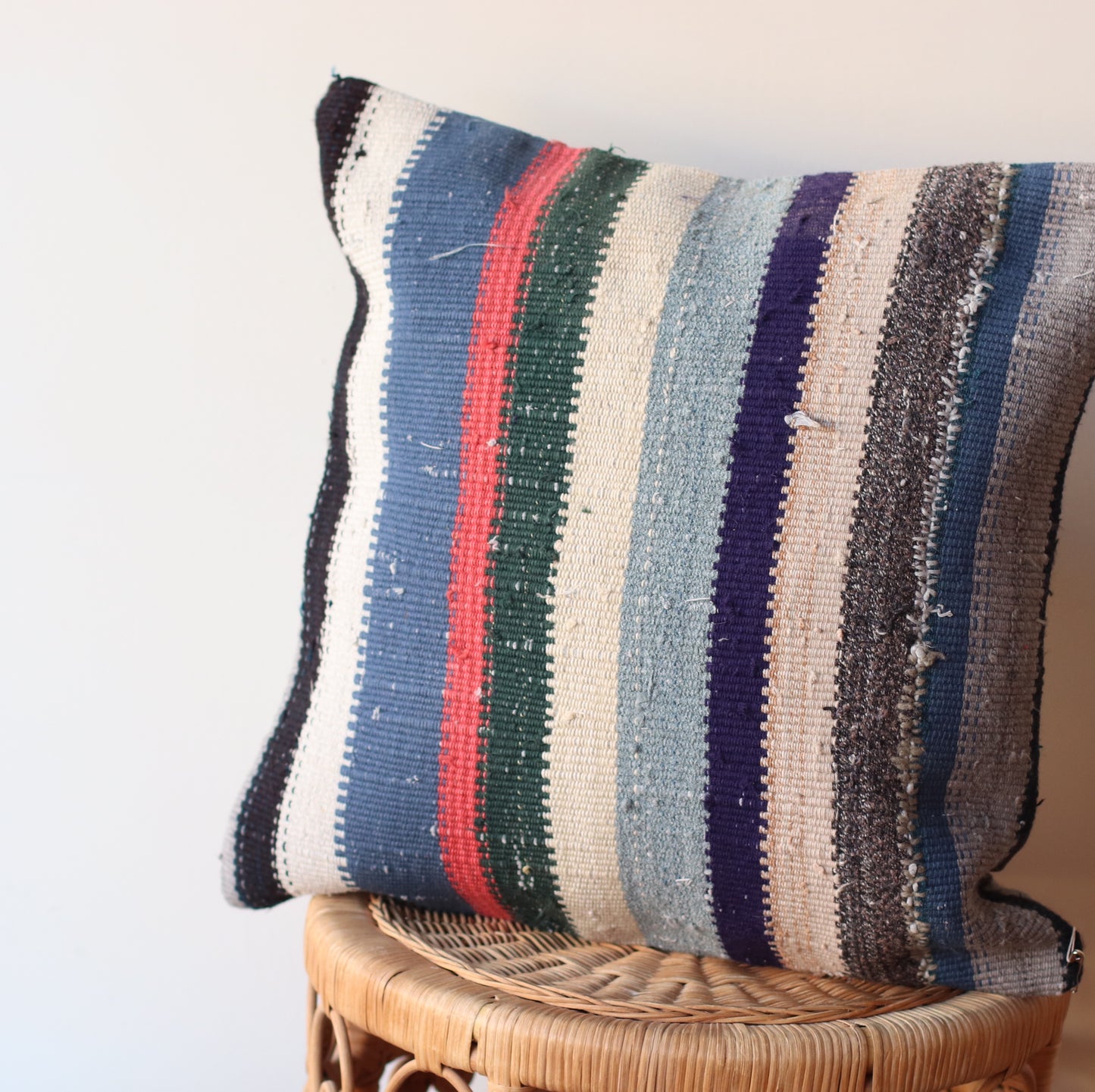 Kilim Pillow | Cool Tone Stripe, includes insert, 18"