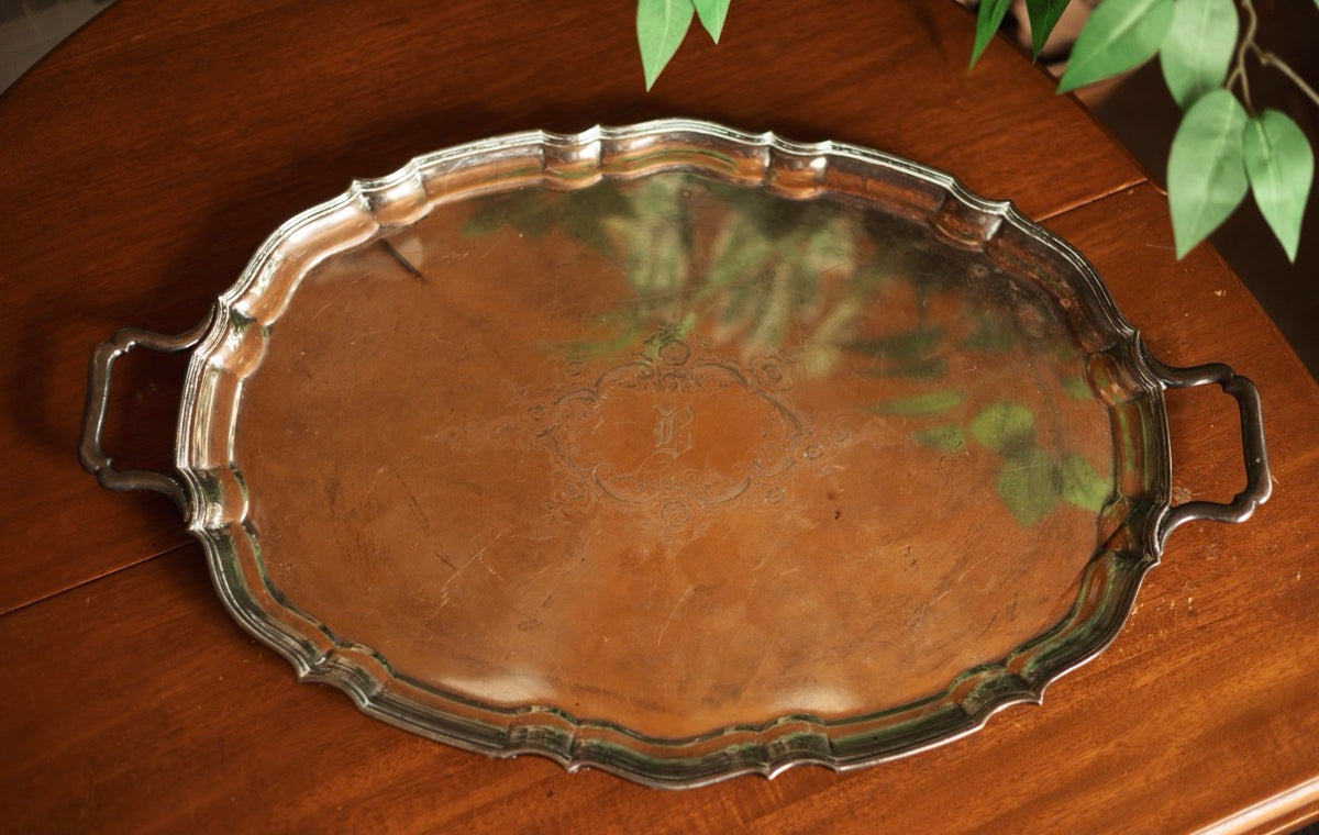 Ornate Silver Plated Large Serving Tray