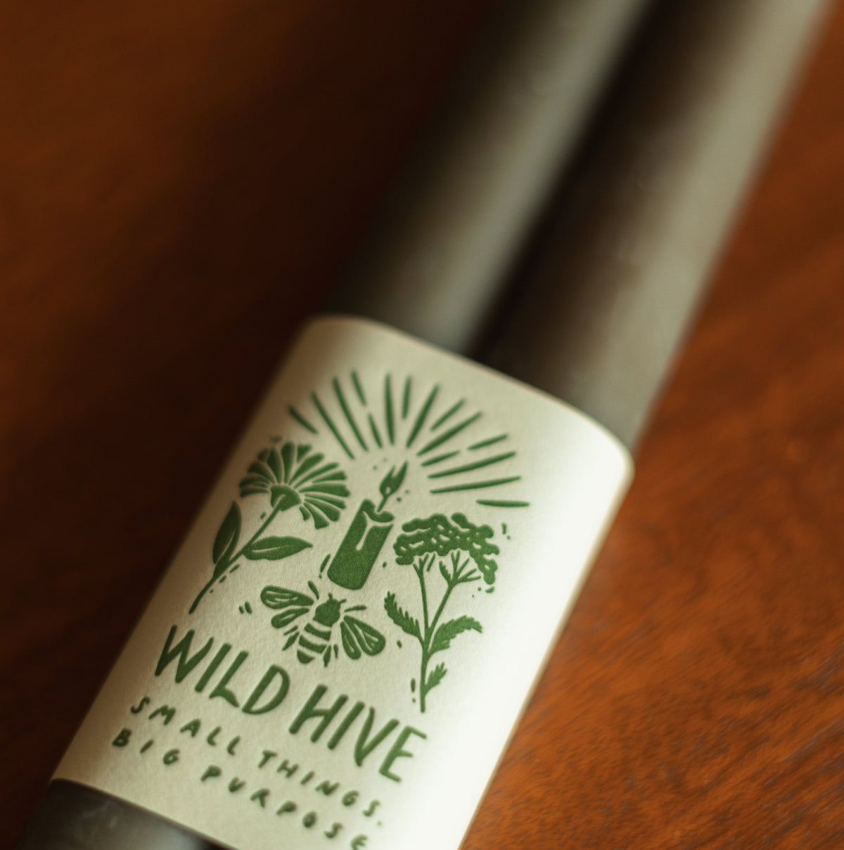 Wild Hive Apiary | 10" Moss Green Beeswax Hand Dipped Taper Candle, Pair