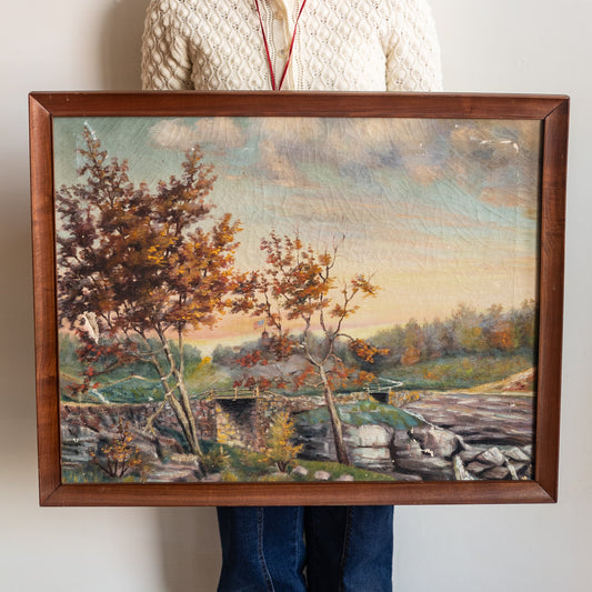 Dune Vintage Art | Cobblestone Bridges Painting circa 1940s * Pick Up Only