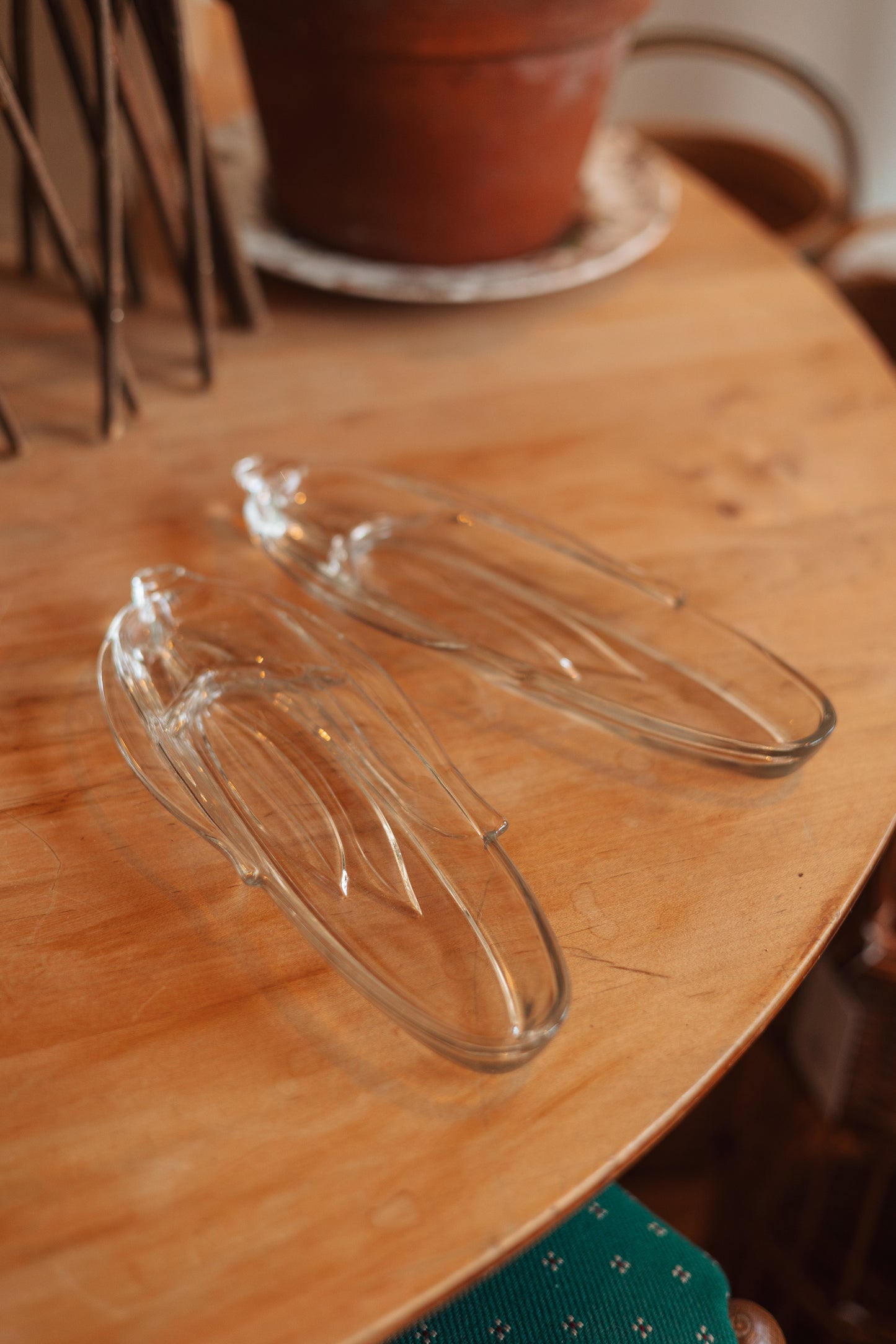 Pressed Glass Corn on the Cob Plate, Pair