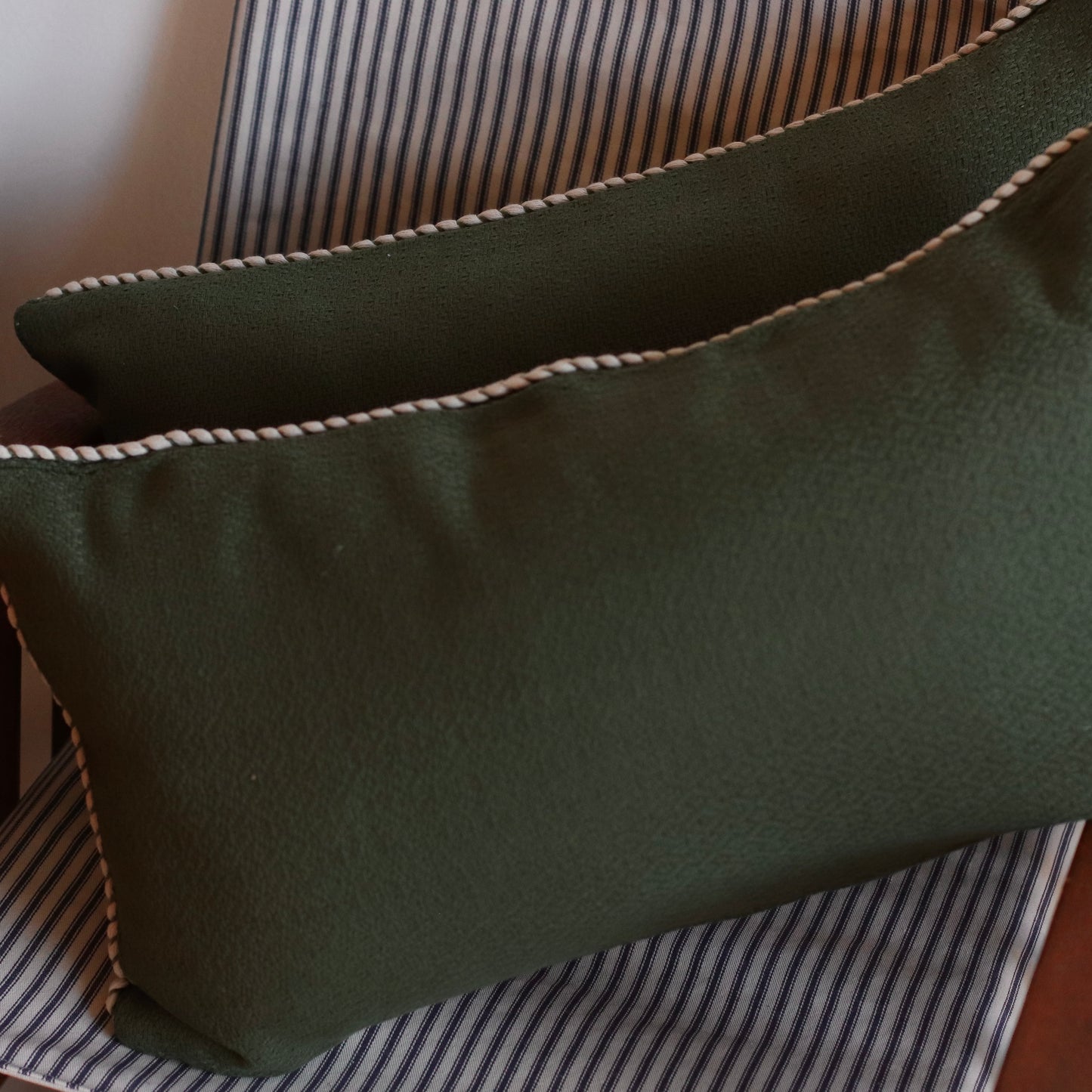 Dune Pillows | Emerald Green with Braided Piping Pillow