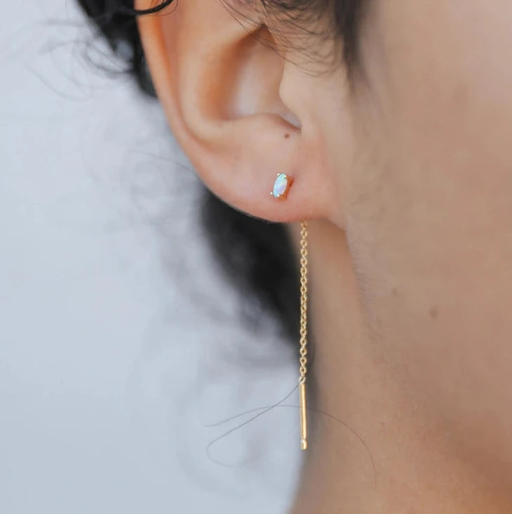 Jax Kelly | Studded Threaders, White Opal