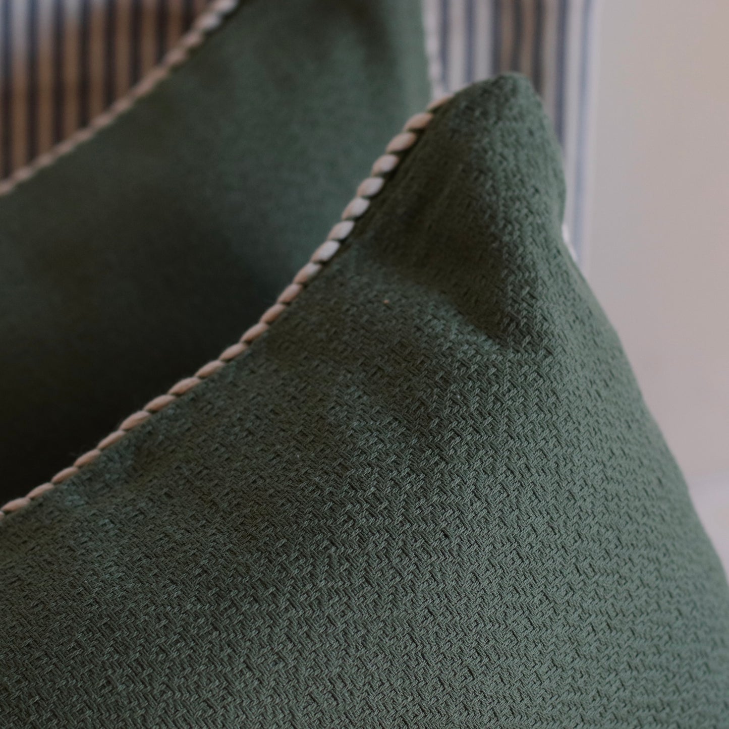Dune Pillows | Emerald Green with Braided Piping Pillow