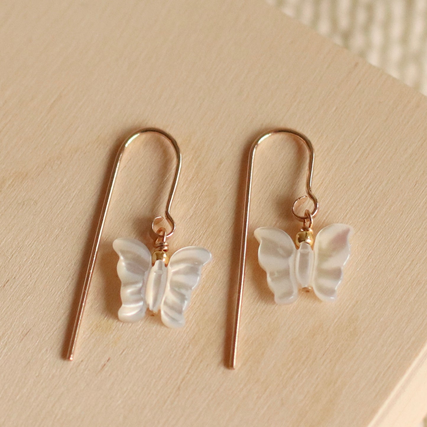 Cire’ Alexandria | Mother of Pearl Butterfly Dangles, 14K Gold Filled
