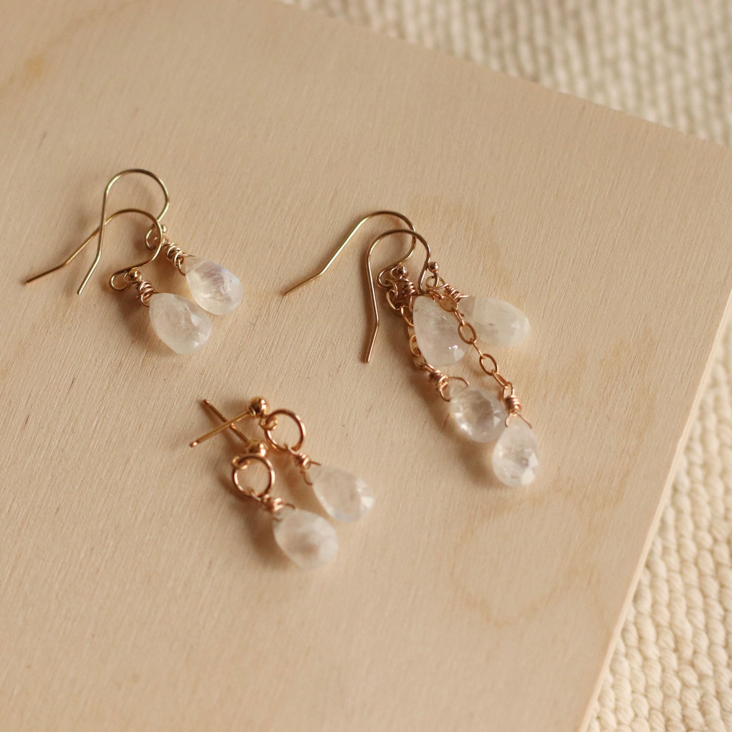 Cire’ Alexandria | Double Moonstone Drops, 14K Gold Filled