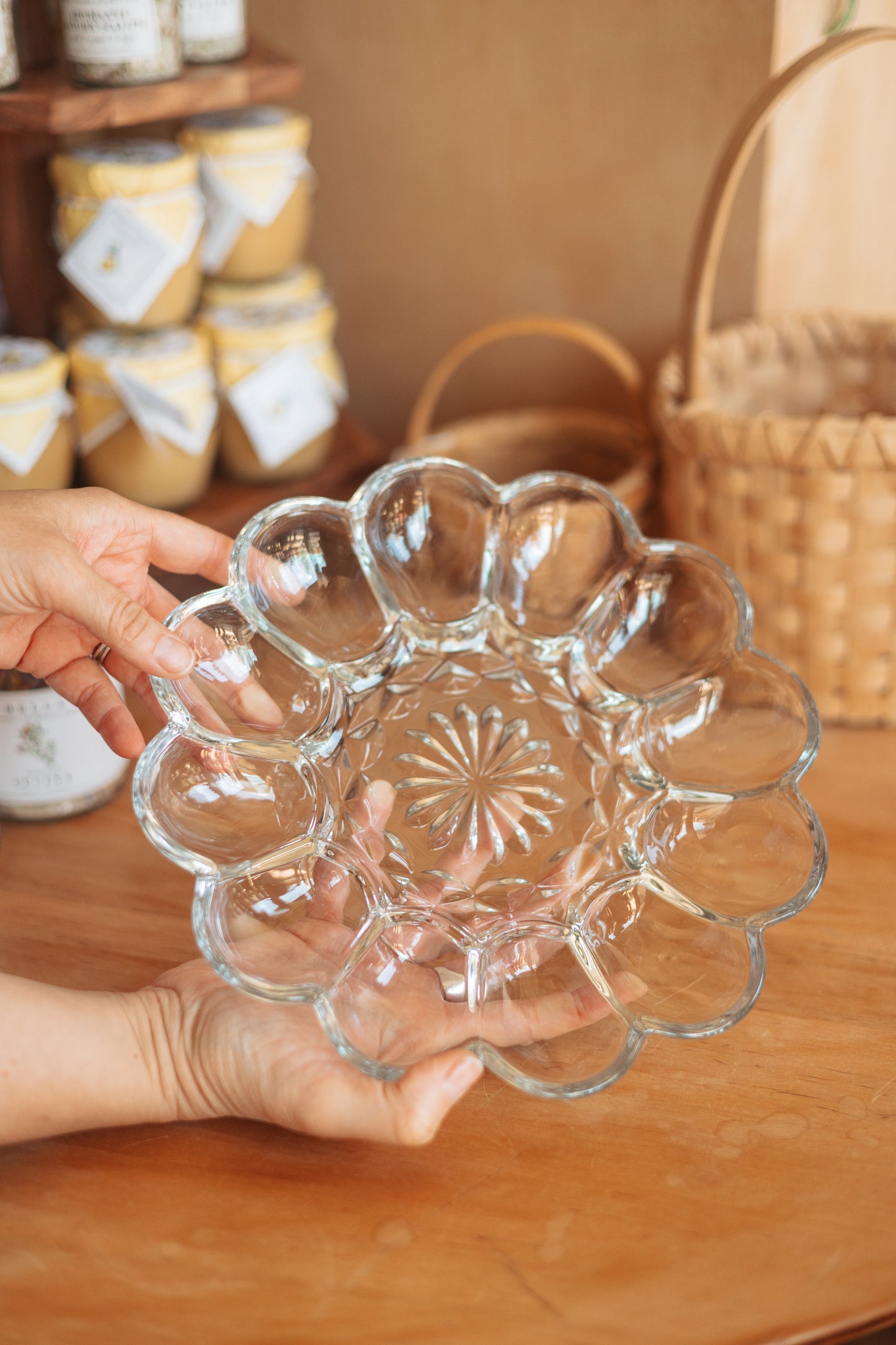 Clear Glass Deviled Egg Plate