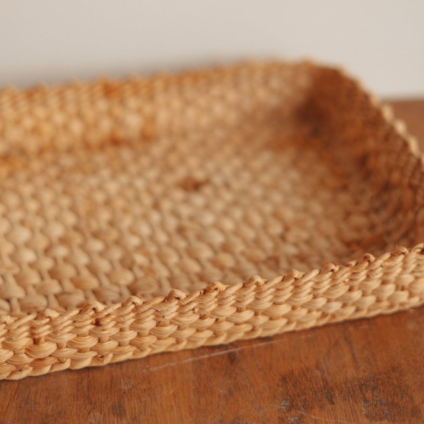 Shallow Woven Grass Desk Tray