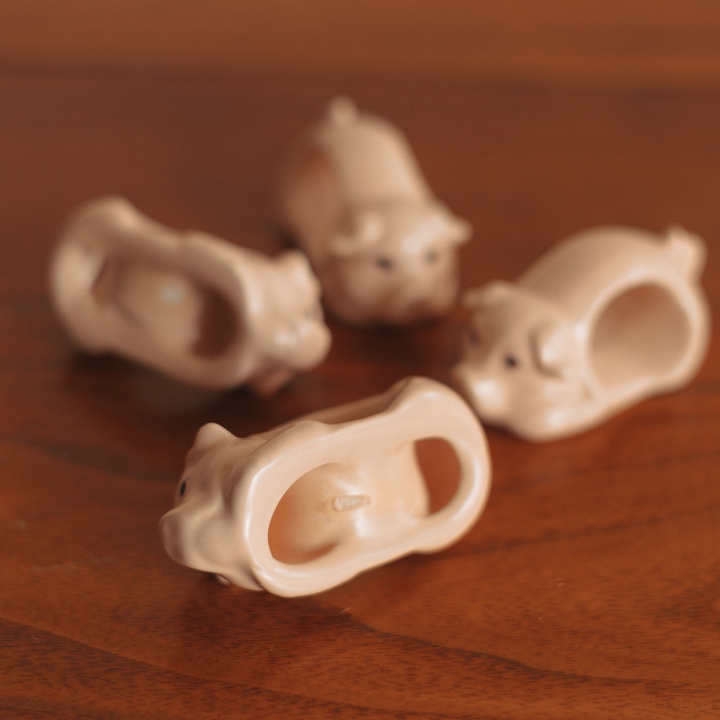 Pink Piggy Napkin Rings, Set of 4