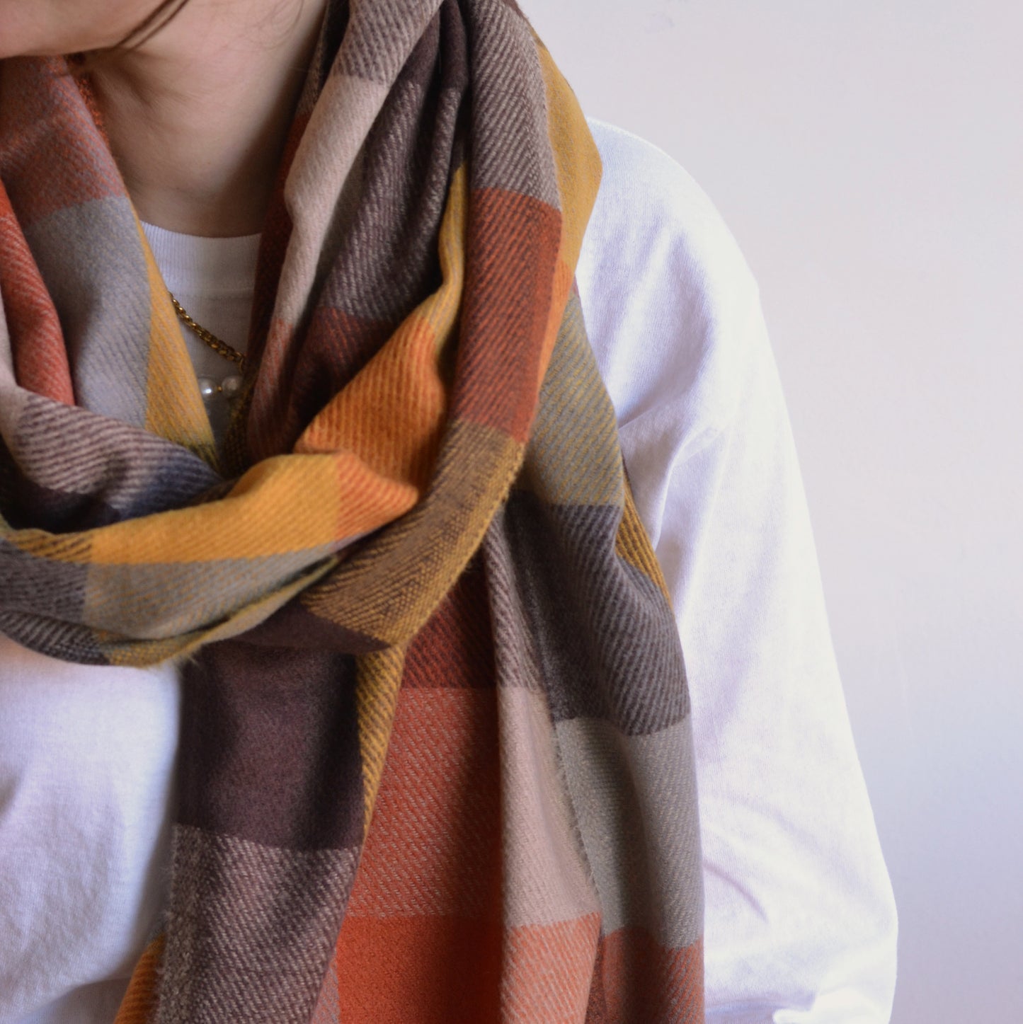 Funky | Super Soft Plaid Scarf, Brown