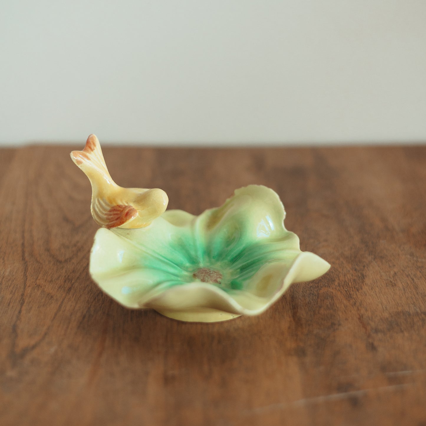 Vintage Botanical Trinket Dish with Bird