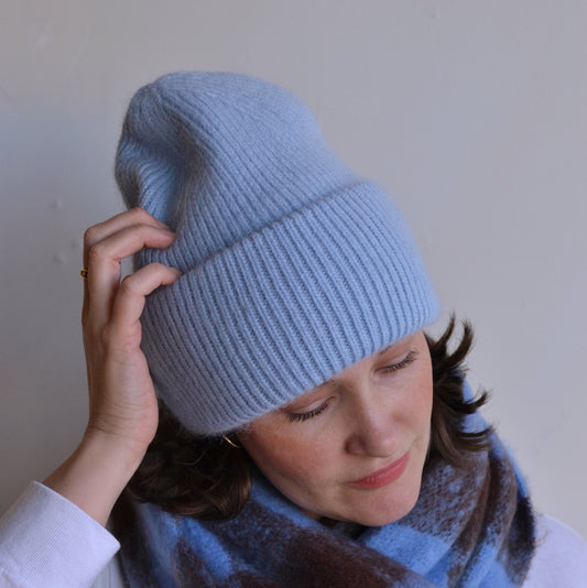 Billy Bamboo  | Royal Angora Wool Beanie, Sky Light Blue