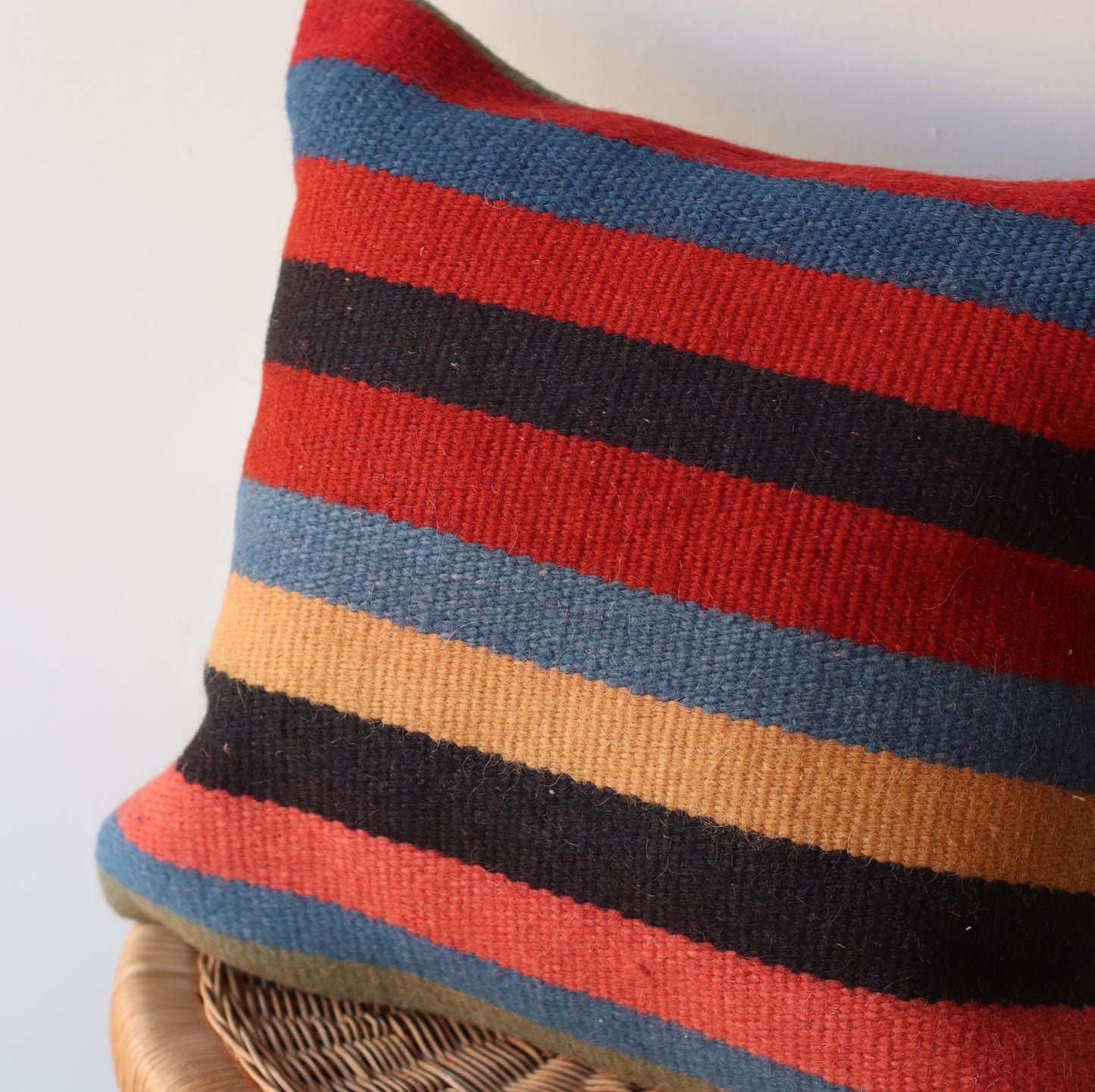 Kilim Pillow | Dark Primary Stripes,  includes insert 16"