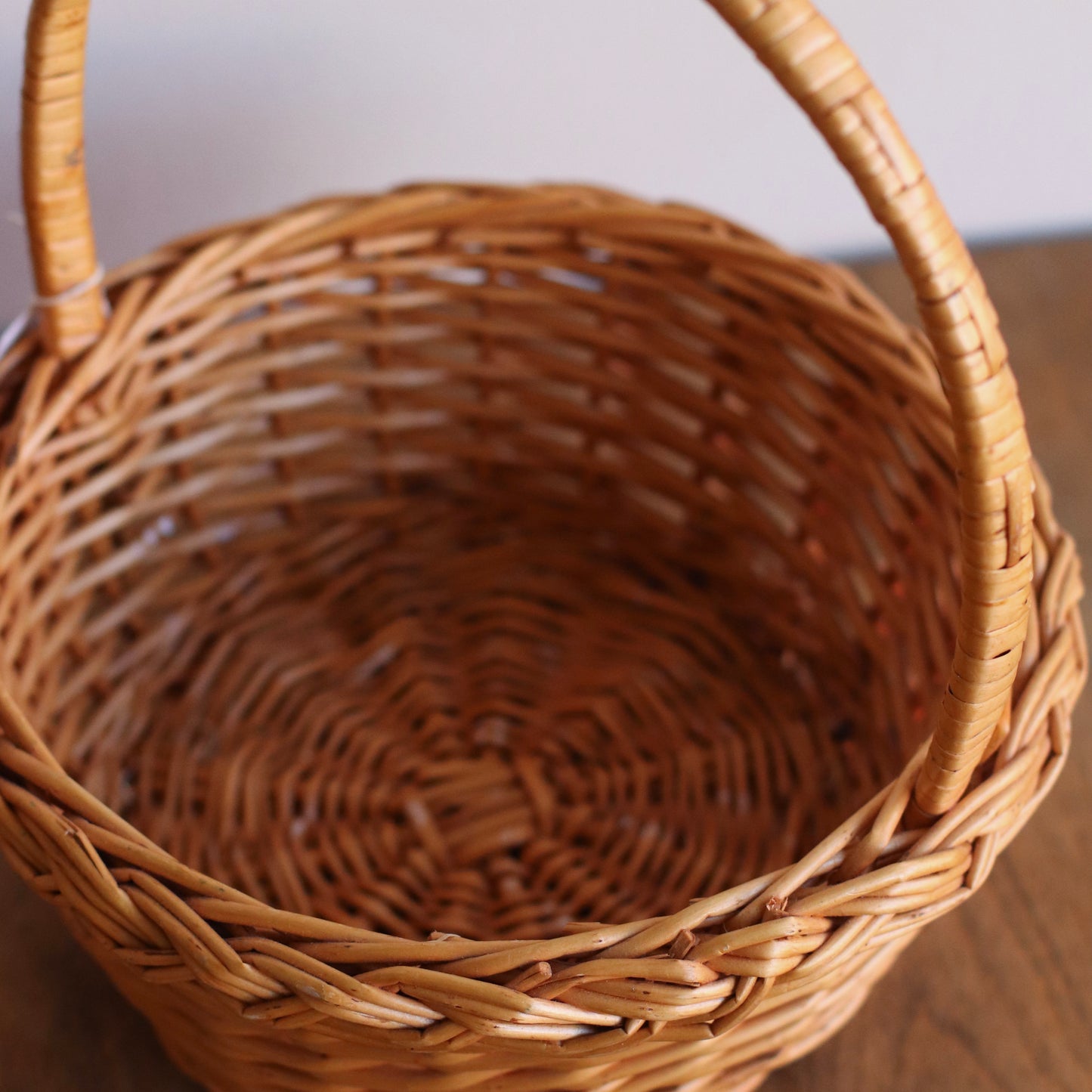 Handled Basket with Braided Rim