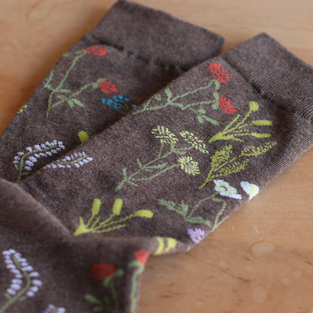Dune Socks | Delicate Botanical Trouser Sock, Brown