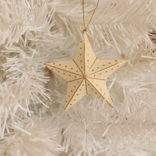 Ten Thousand Villages | Gold and White Star Ornament